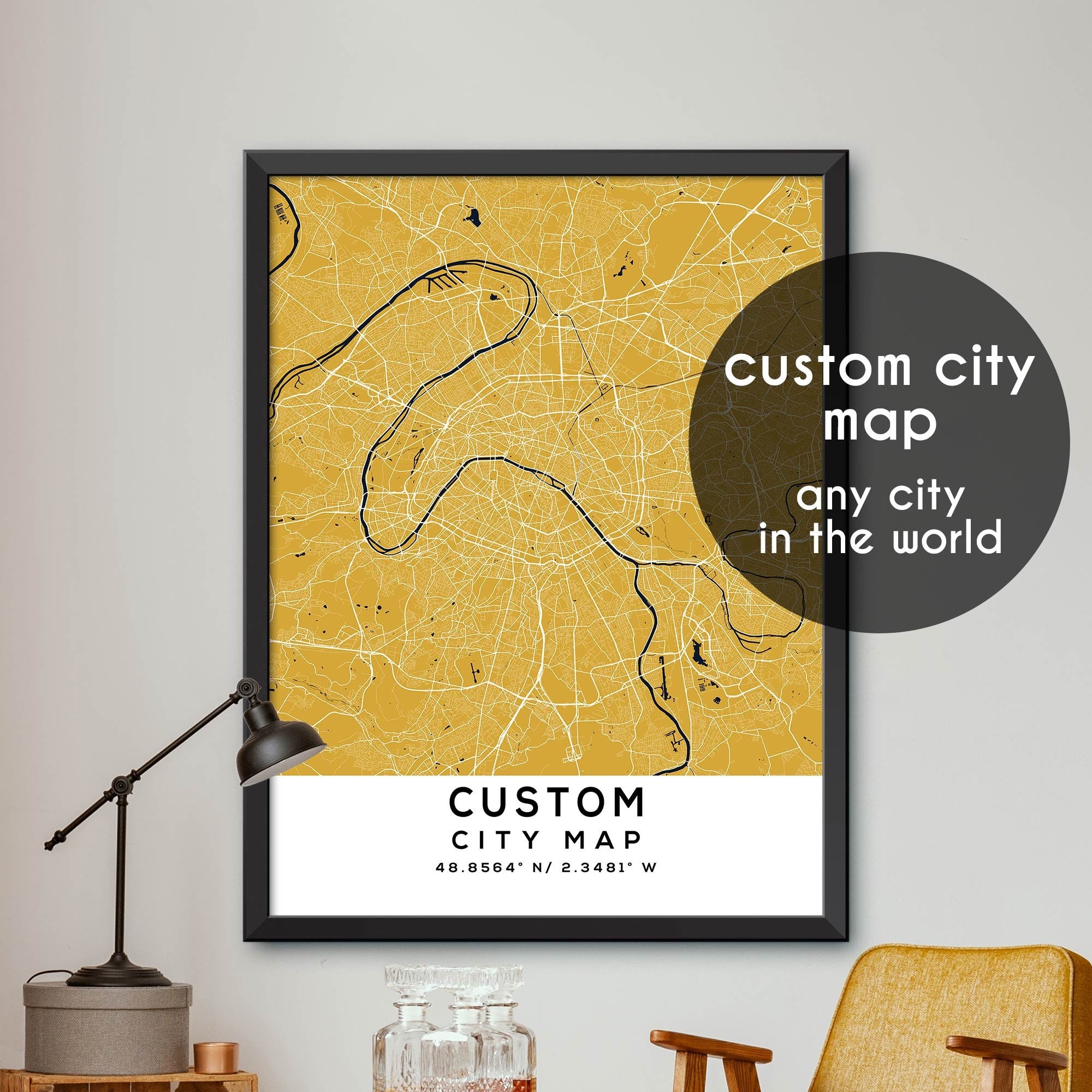 Custom Map White Custom Map, Custom City Map Print, Personalized Map, Personalized Map ...