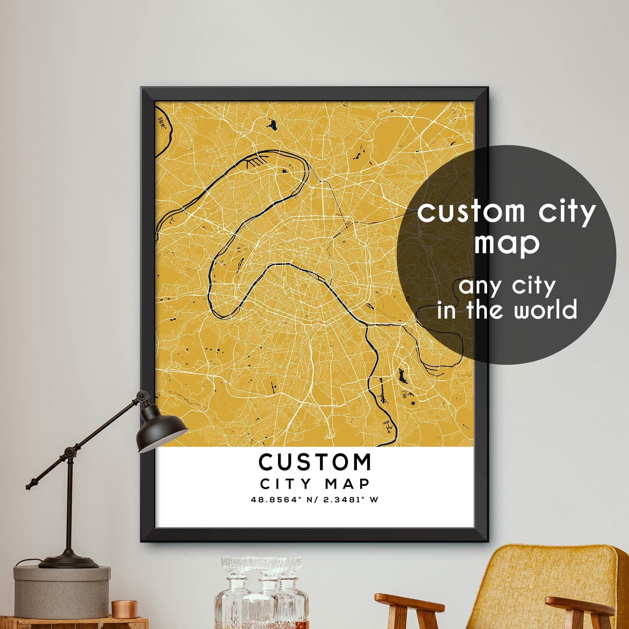 Custom Map, Custom City Map Print, Personalized Map, Personalized Map Print,  Custom City Poster, Vintage City Map, Custom Print