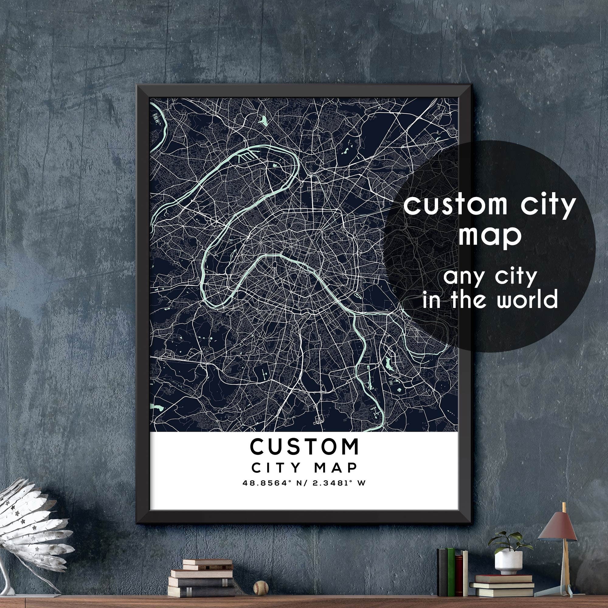 Order Custom Map Custom Map, Custom City Map Print, Personalized Map, Personalized Map ...