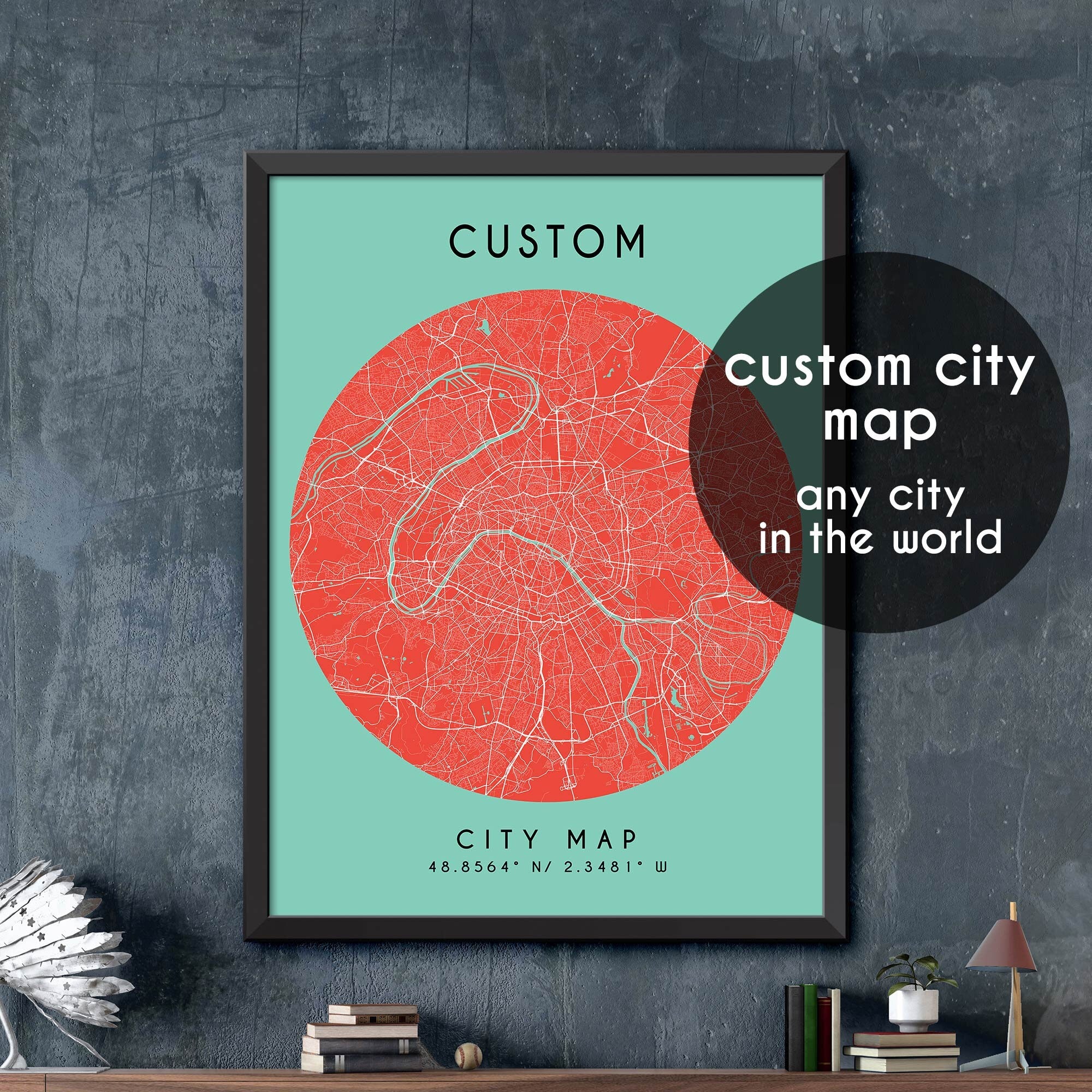 Custom Map, Custom City Map Print, Personalized Map, Personalized Map ...
