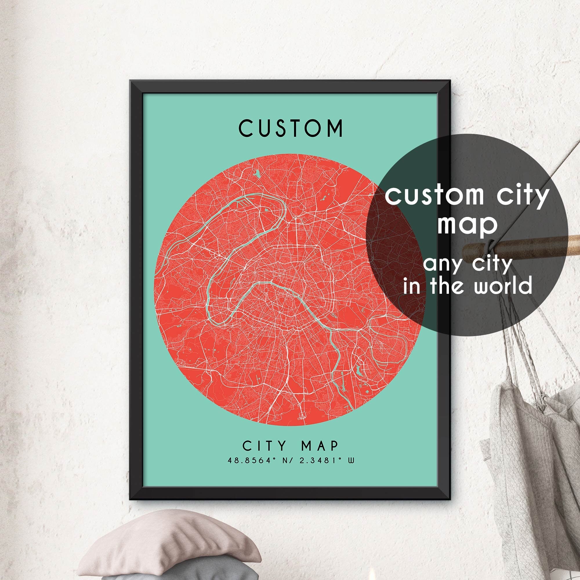 Custom Map, Custom City Map Print, Personalized Map, Personalized Map ...