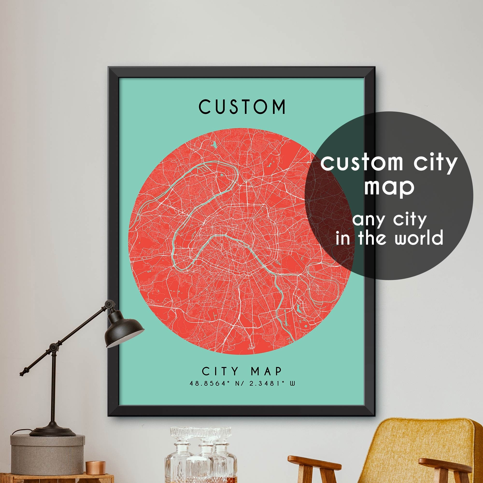 Order Custom Map Custom Map, Custom City Map Print, Personalized Map, Personalized Map ...