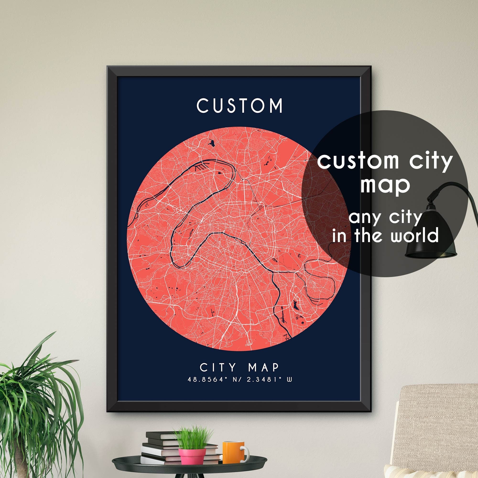 Custom Map, Custom City Map Print, Personalized Map, Personalized Map ...