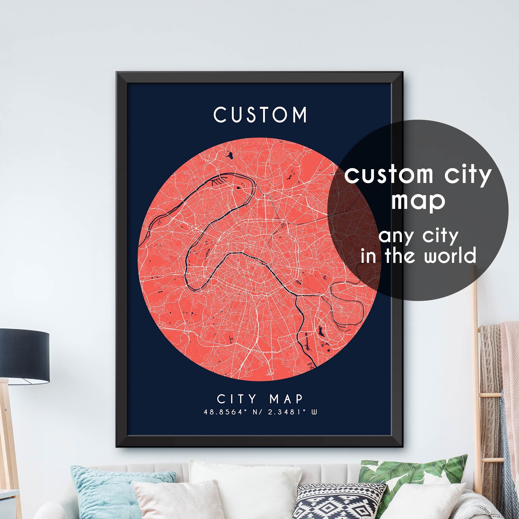 Custom Map, Custom City Map Print, Personalized Map, Personalized Map ...