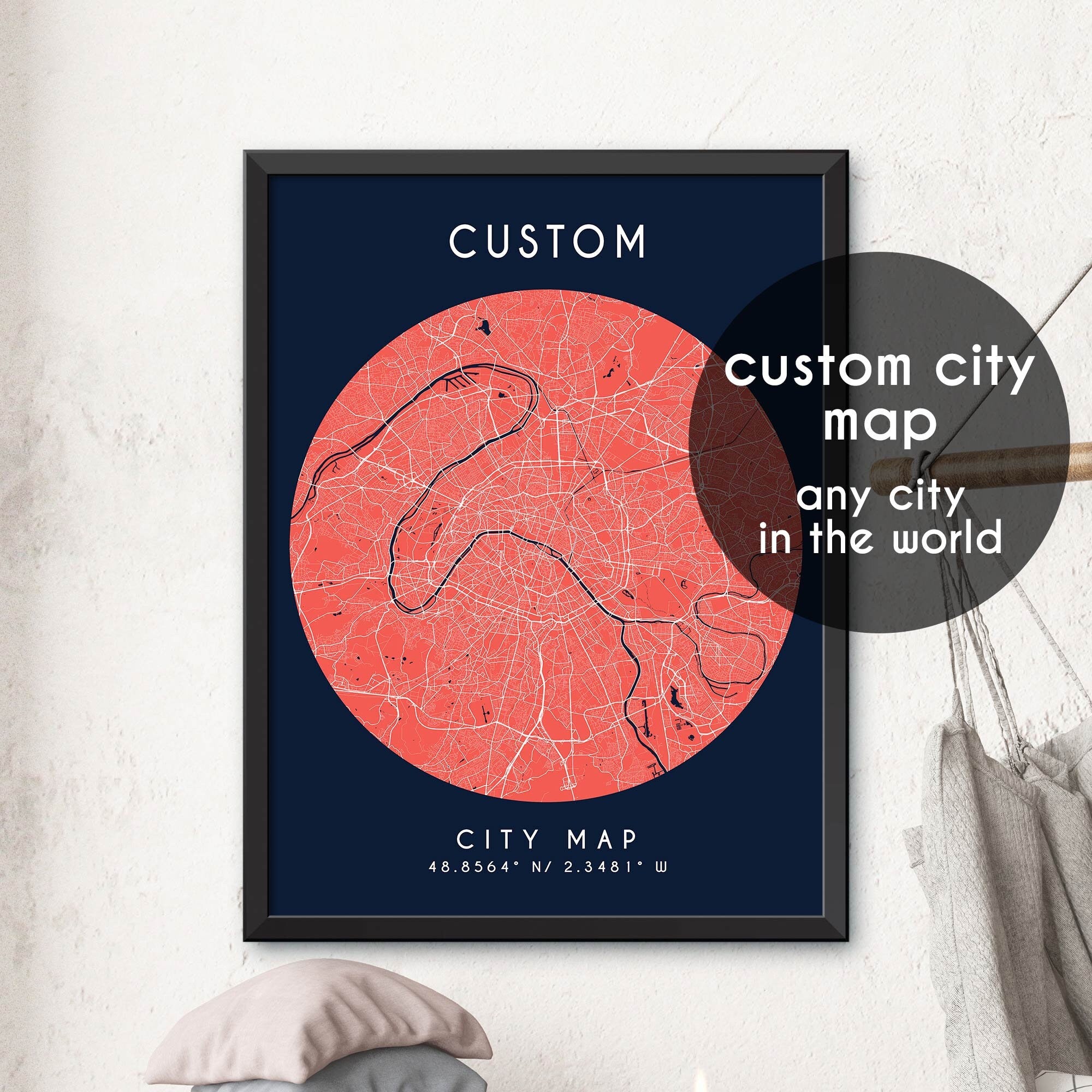 Custom Map, Custom City Map Print, Personalized Map, Personalized Map ...