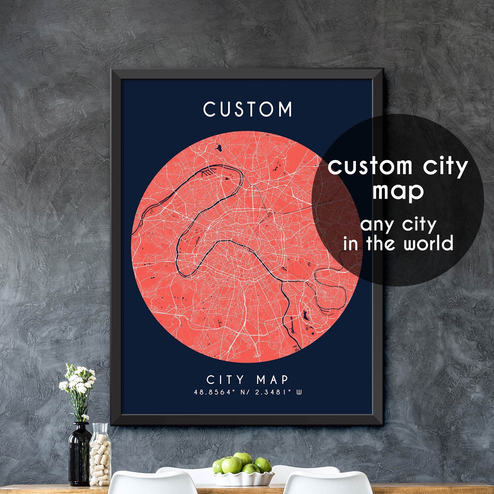 Custom Map, Custom City Map Print, Personalized Map, Personalized Map ...