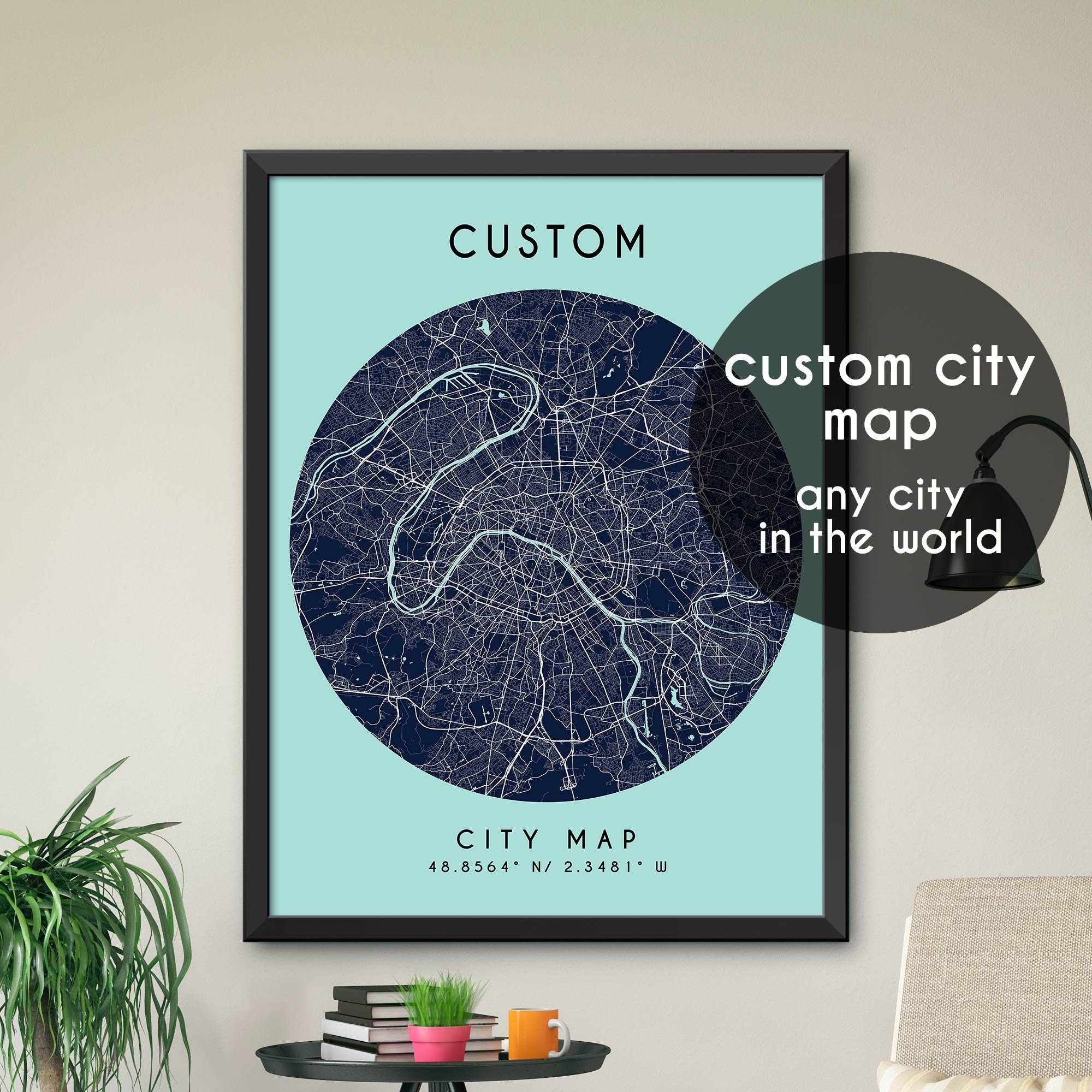 Custom Map, Custom City Map Print, Personalized Map, Personalized Map ...