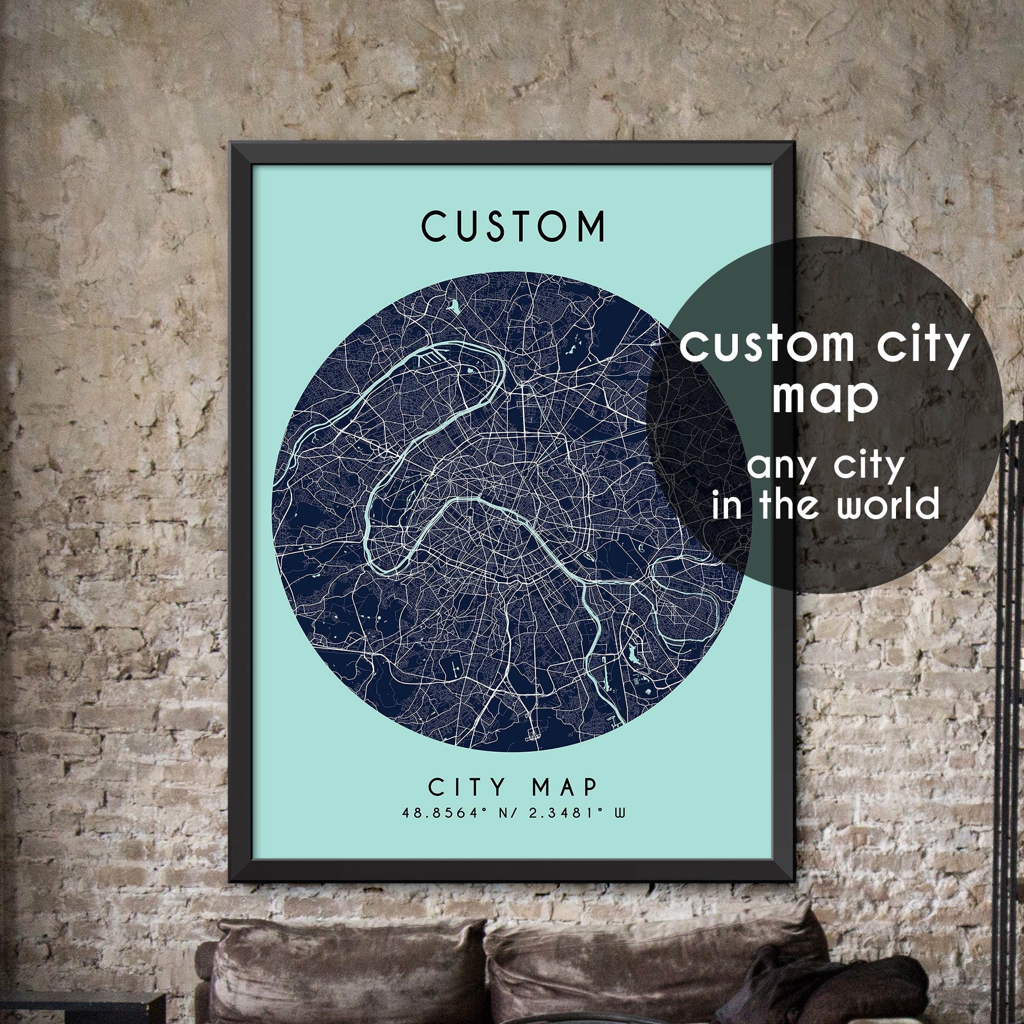 Custom Map, Custom City Map Print, Personalized Map, Personalized Map ...