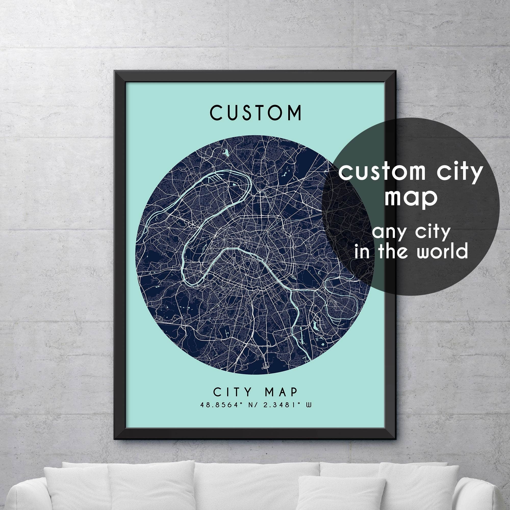 Custom Correct Map Custom Map, Custom City Map Print, Personalized Map, Personalized Map ...