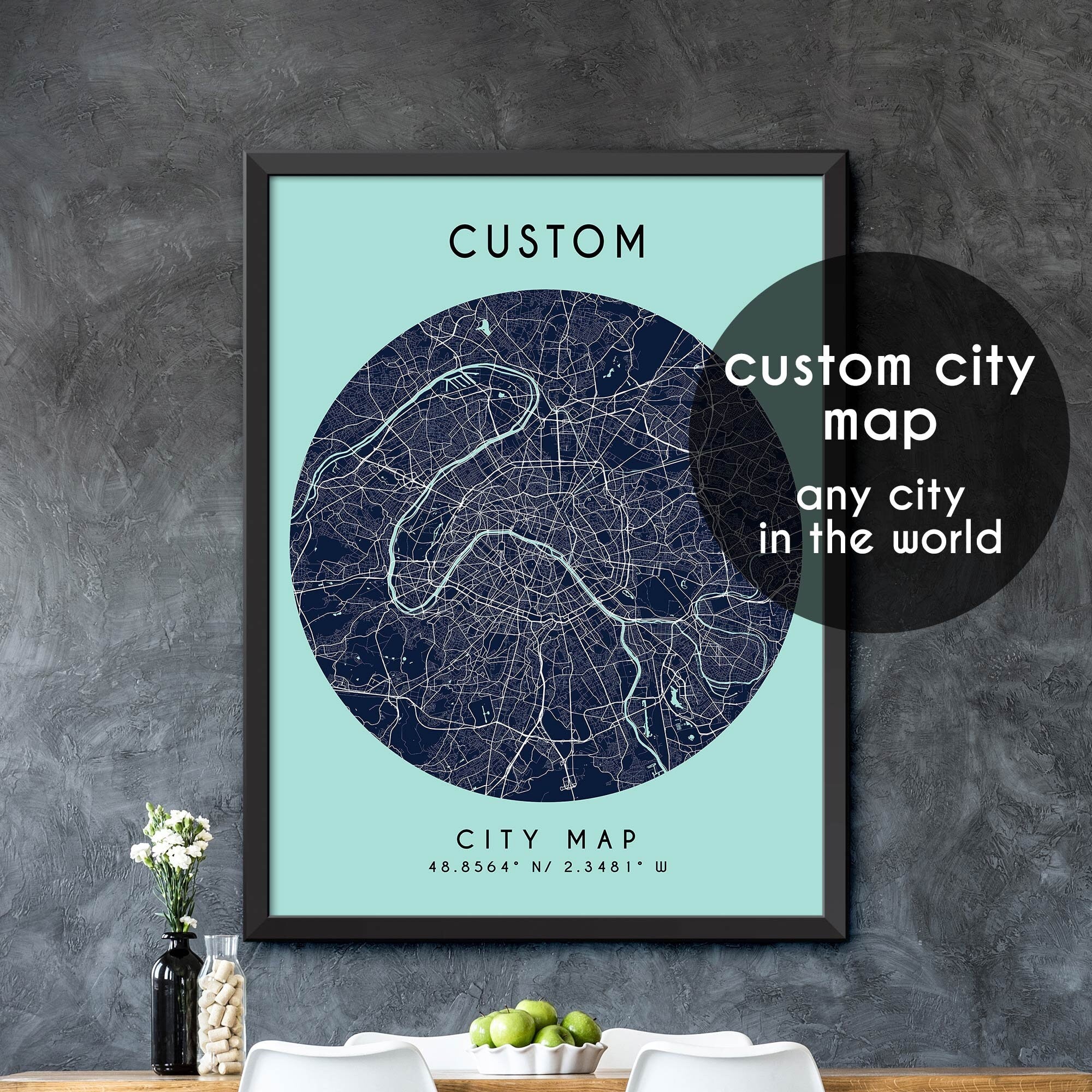 Custom Map, Custom City Map Print, Personalized Map, Personalized Map ...