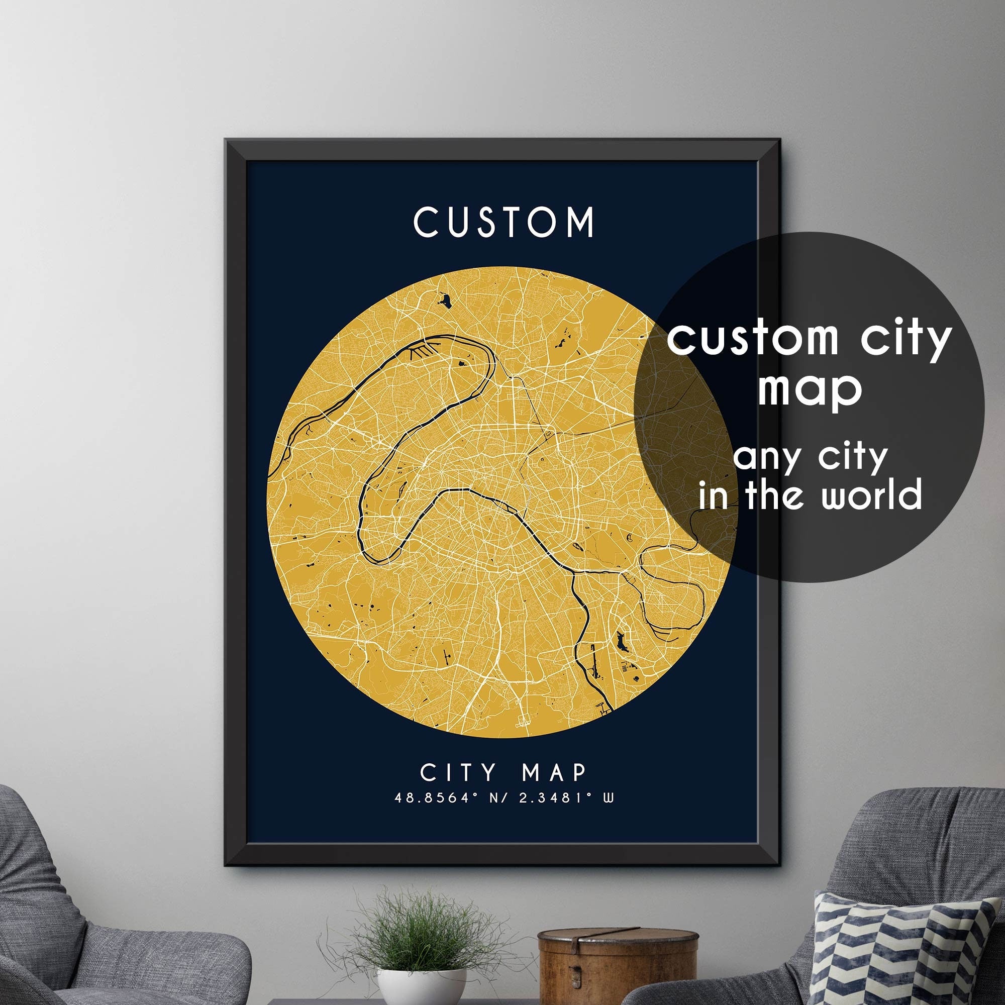 Custom Map, Custom City Map Print, Personalized Map, Personalized Map ...