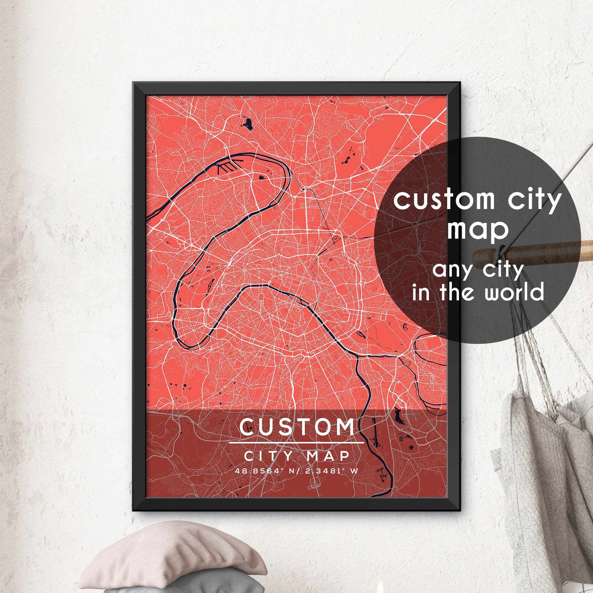 Custom Map, Custom City Map Print, Personalized Map, Personalized Map ...