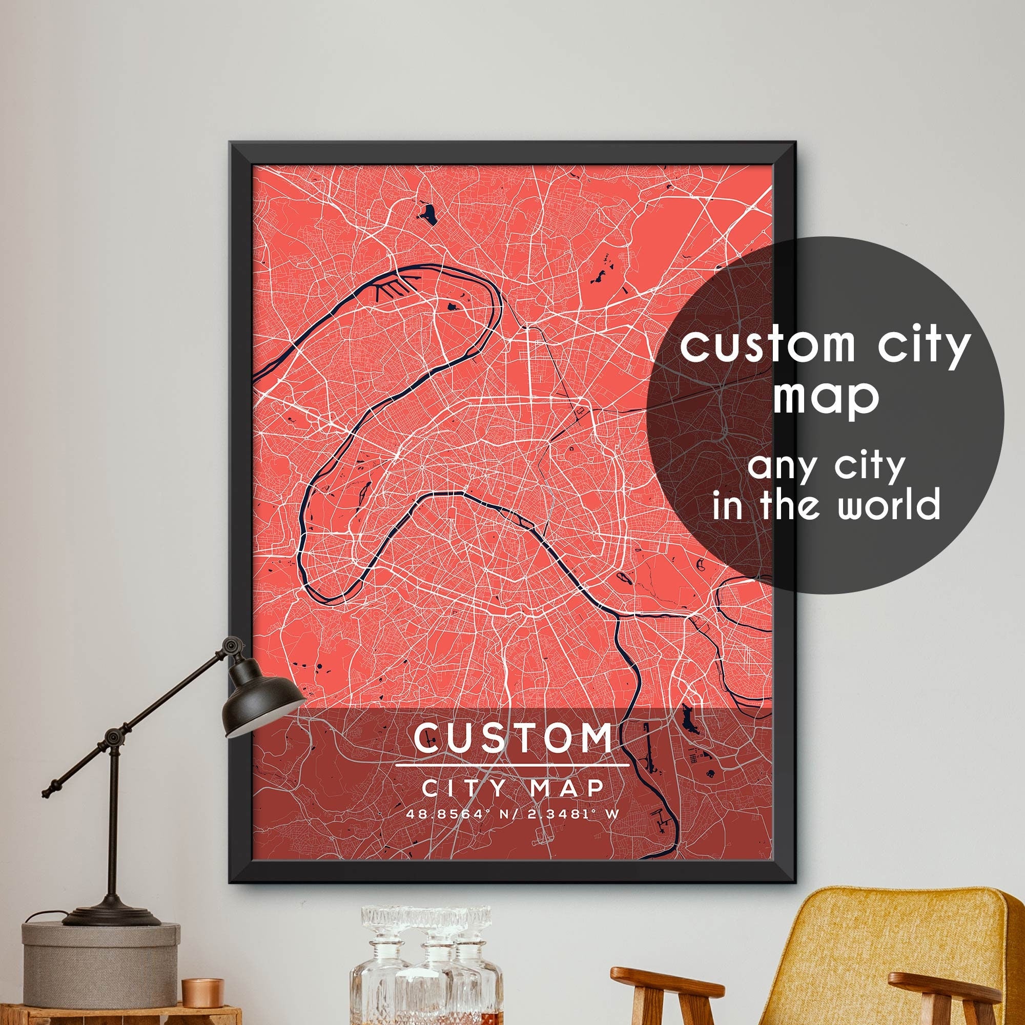 Custom Map, Custom City Map Print, Personalized Map, Personalized Map ...