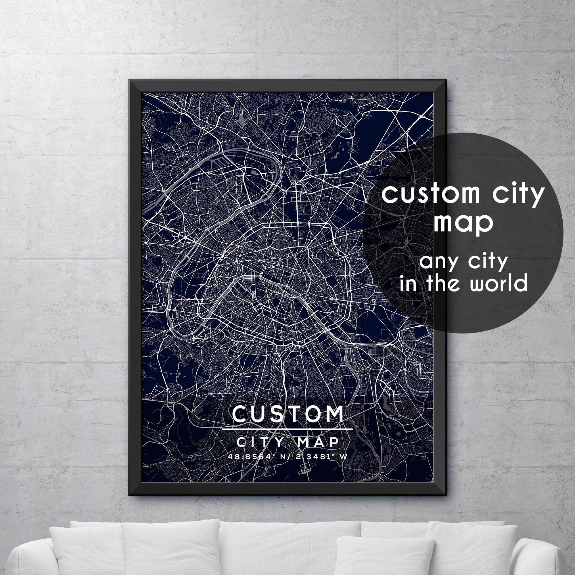 Custom Map, Custom City Map Print, Personalized Map, Personalized Map ...