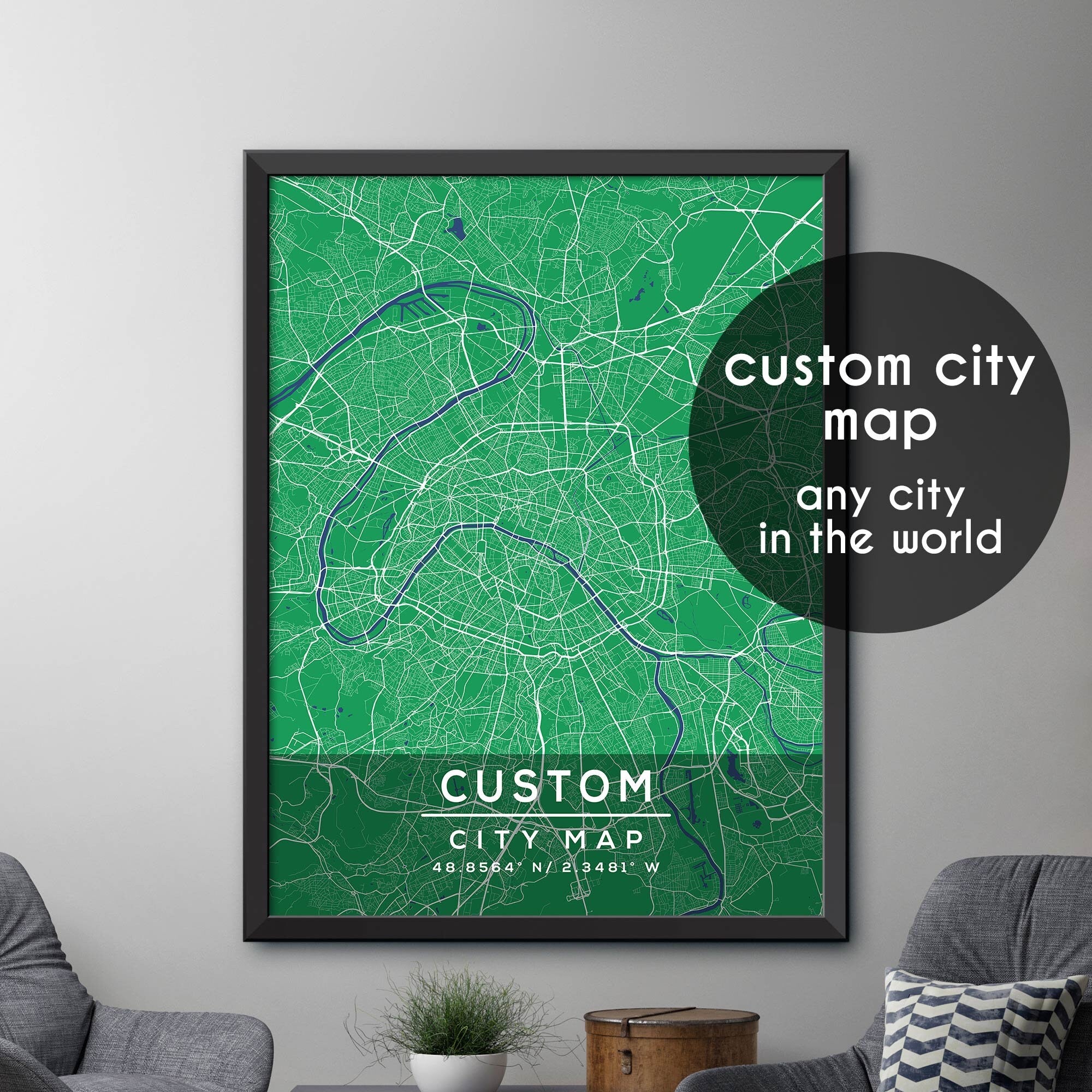 Custom Map, Custom City Map Print, Personalized Map, Personalized Map ...