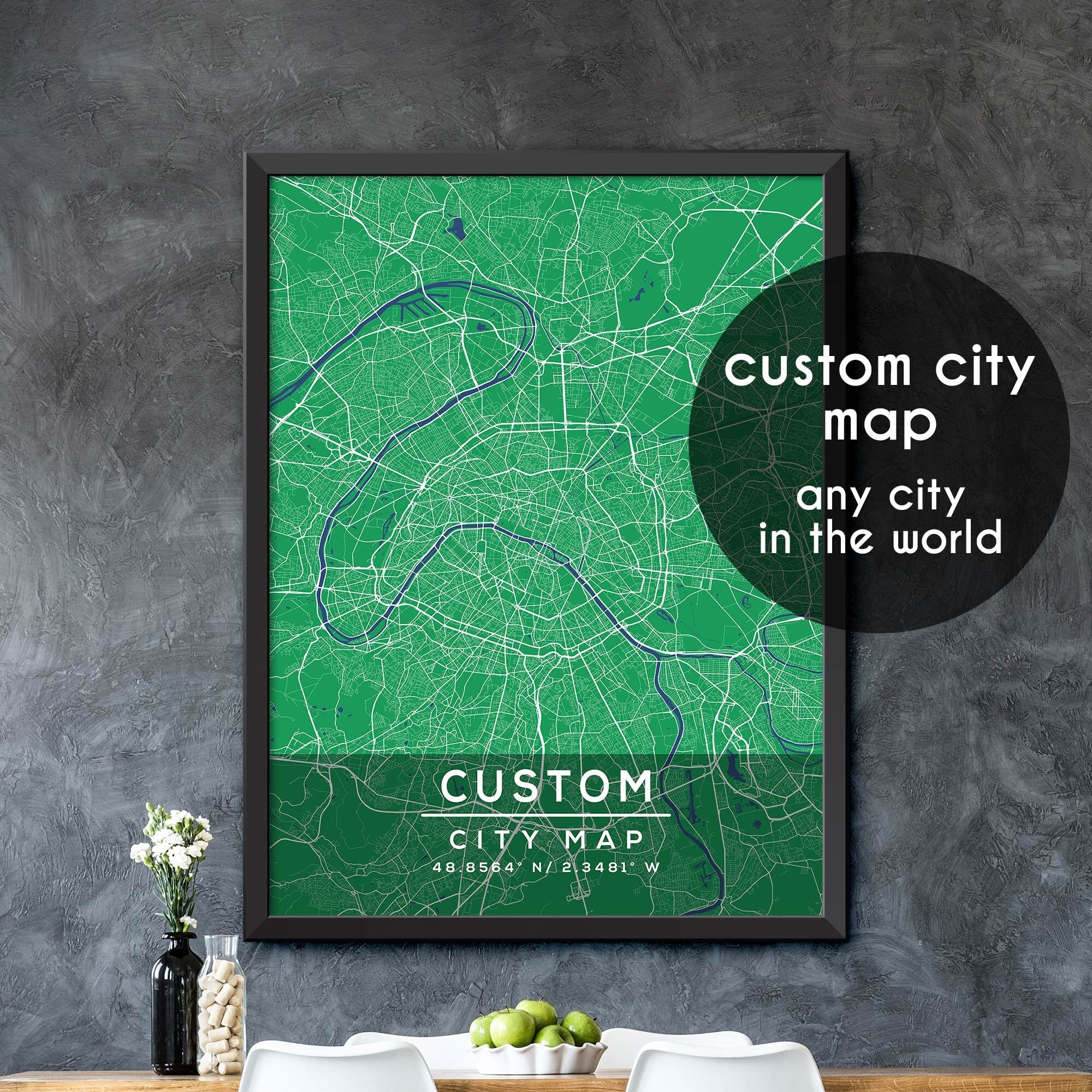 Custom Map, Custom City Map Print, Personalized Map, Personalized Map ...