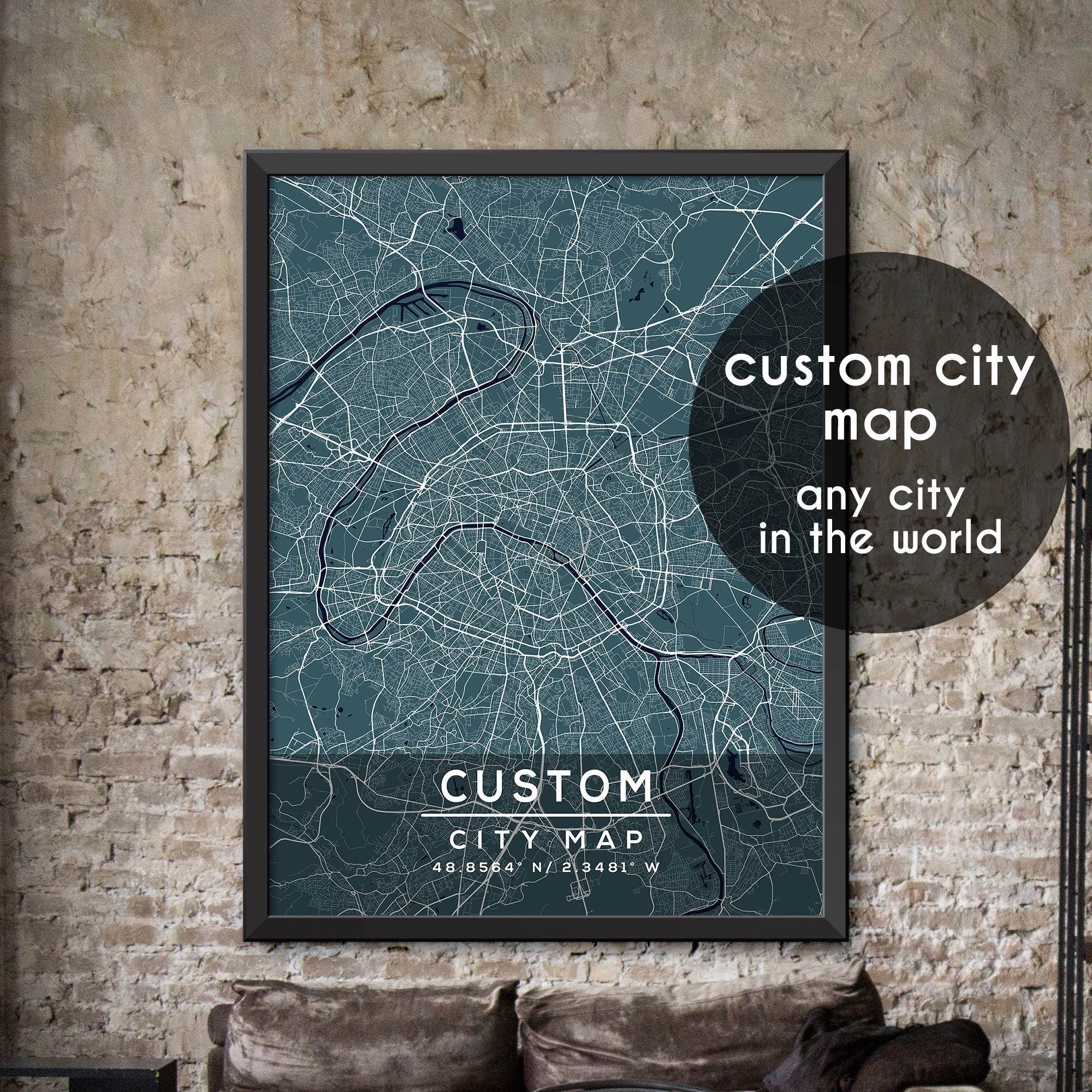 Custom Map, Custom City Map Print, Personalized Map, Personalized Map ...