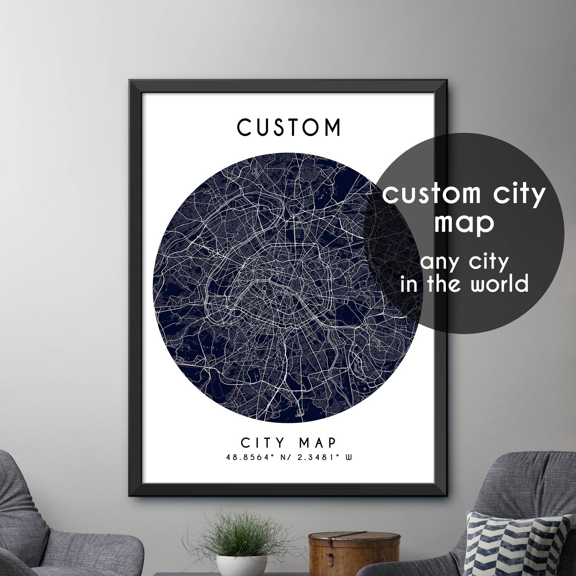 Custom Map, Custom City Map Print, Personalized Map, Personalized Map ...