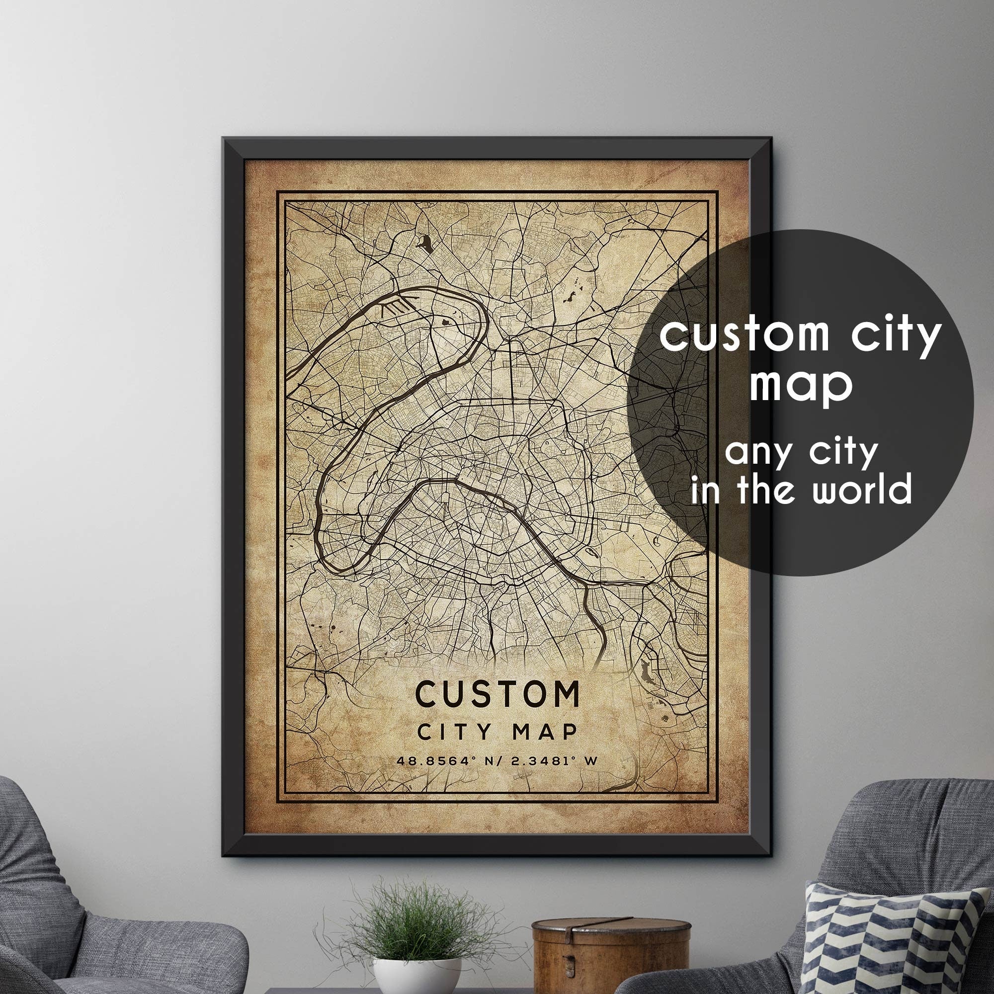 Custom Map, Custom City Map Print, Personalized Map, Personalized Map ...