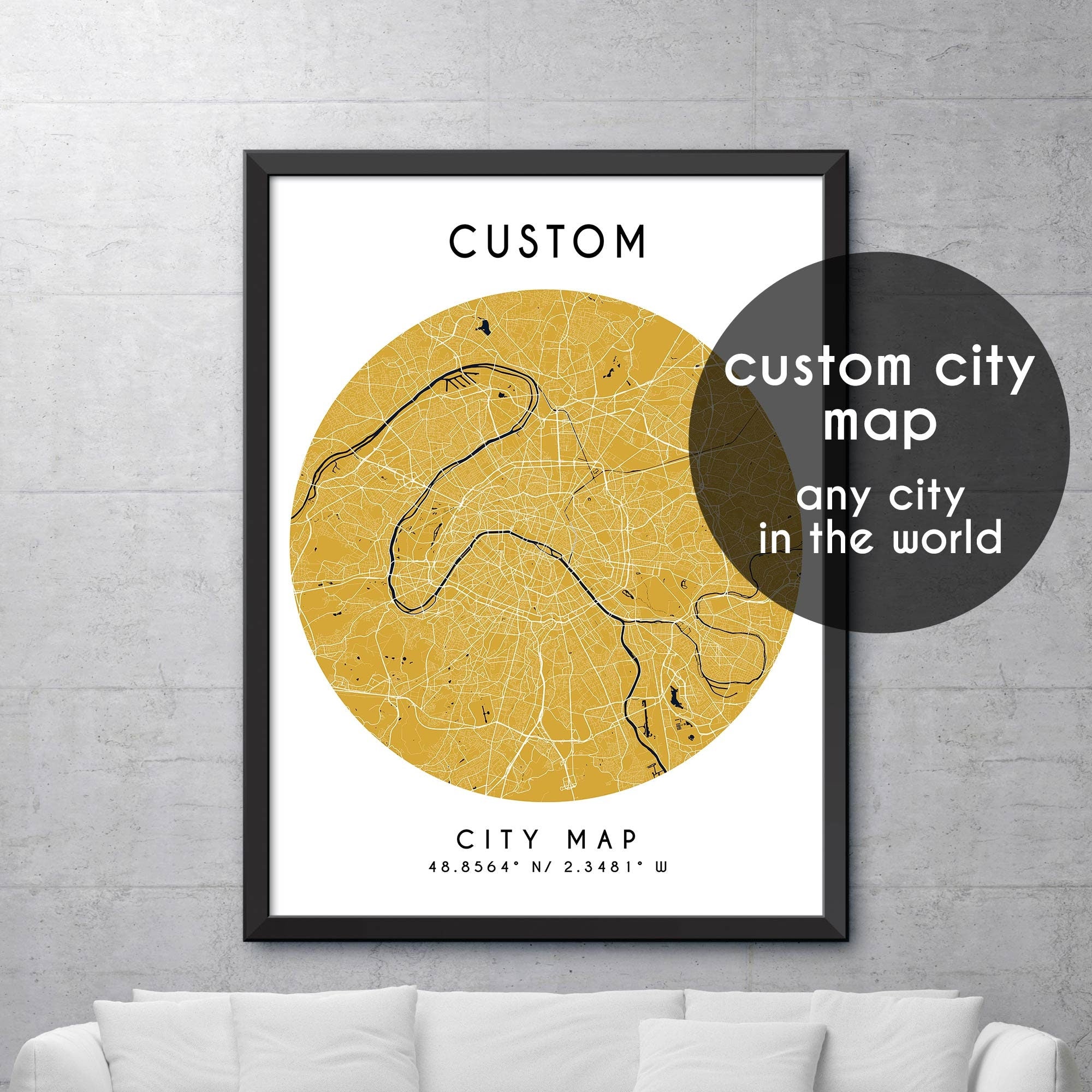 Customed Map Custom Map, Custom City Map Print, Personalized Map, Personalized Map ...