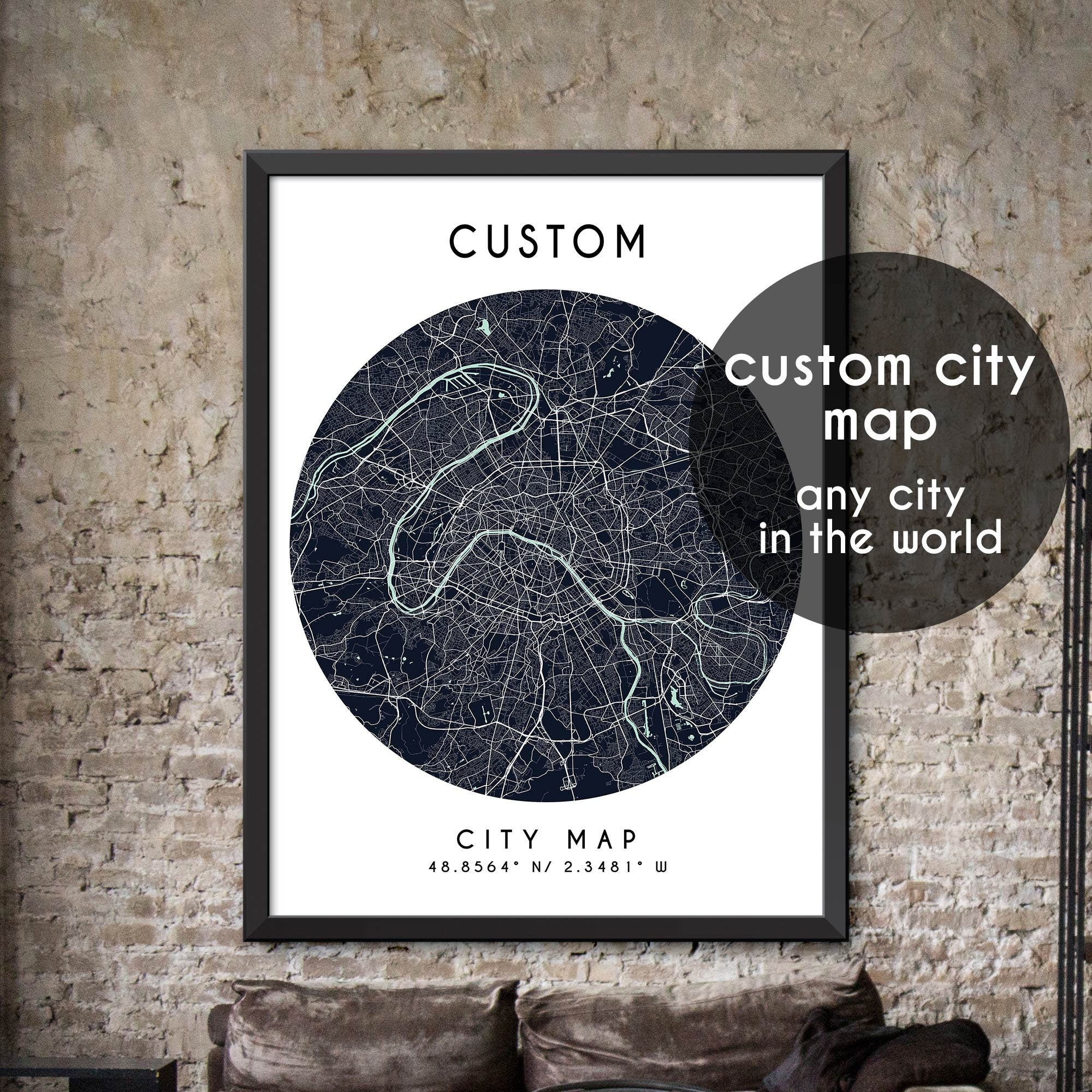 Custom Map, Custom City Map Print, Personalized Map, Personalized Map ...