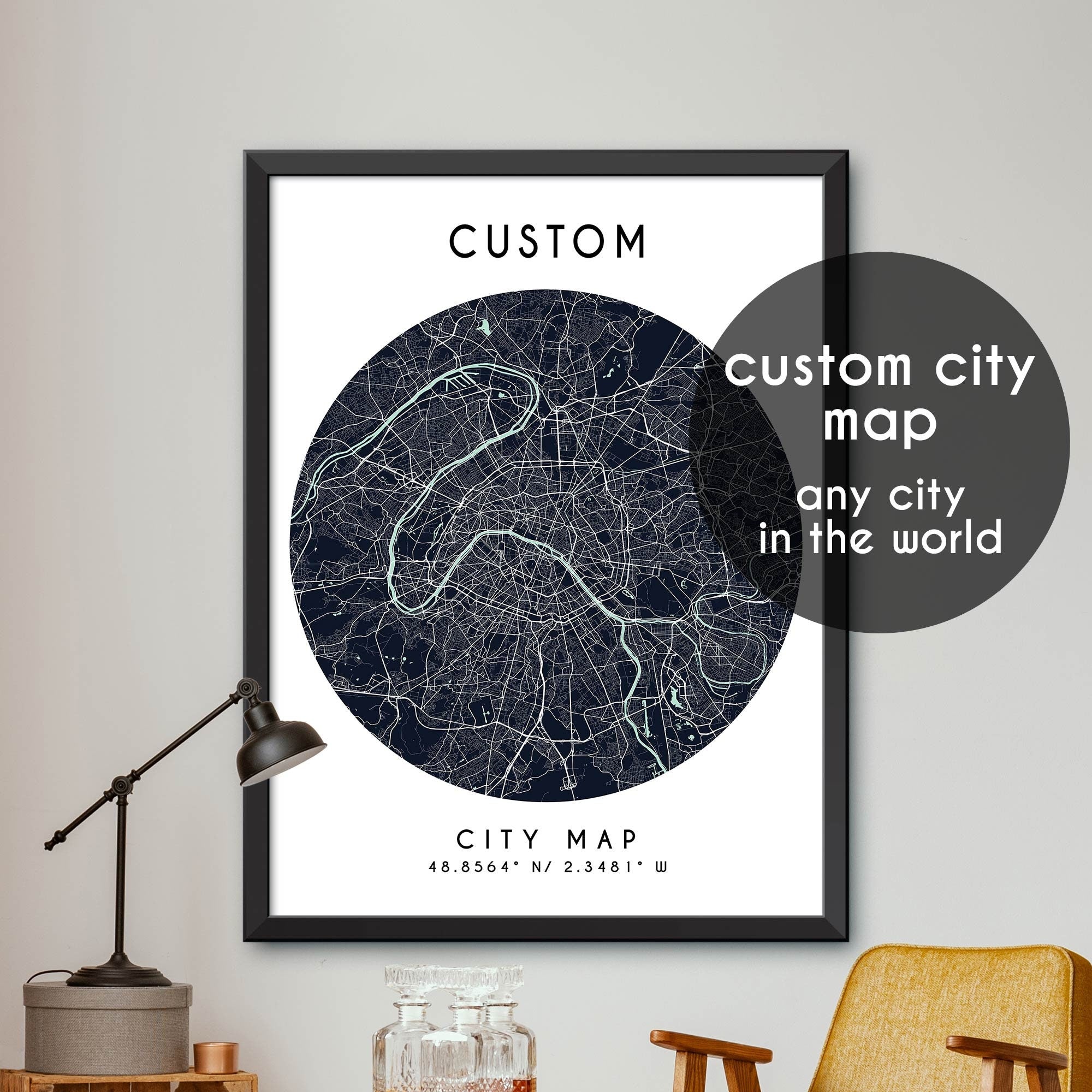 Custom Map, Custom City Map Print, Personalized Map, Personalized Map ...