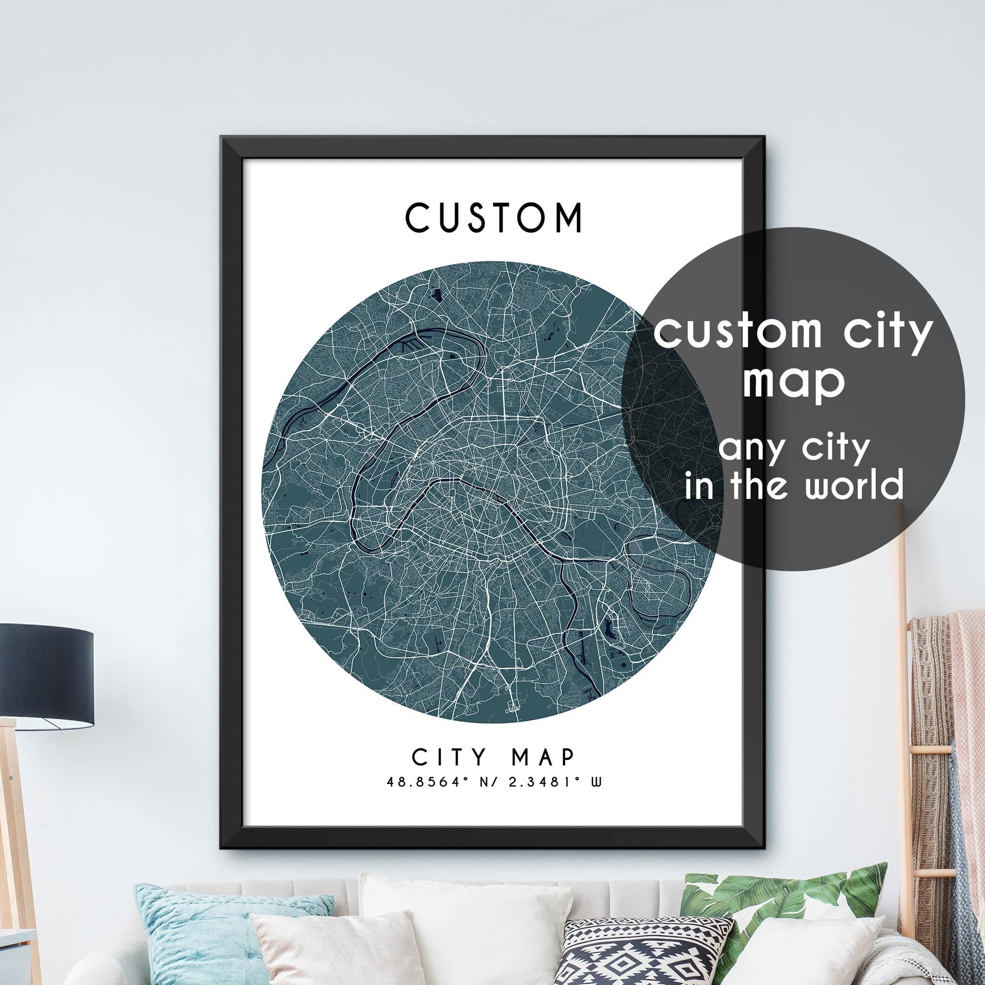 Map A4 Custom Custom Map, Custom City Map Print, Personalized Map, Personalized Map ...