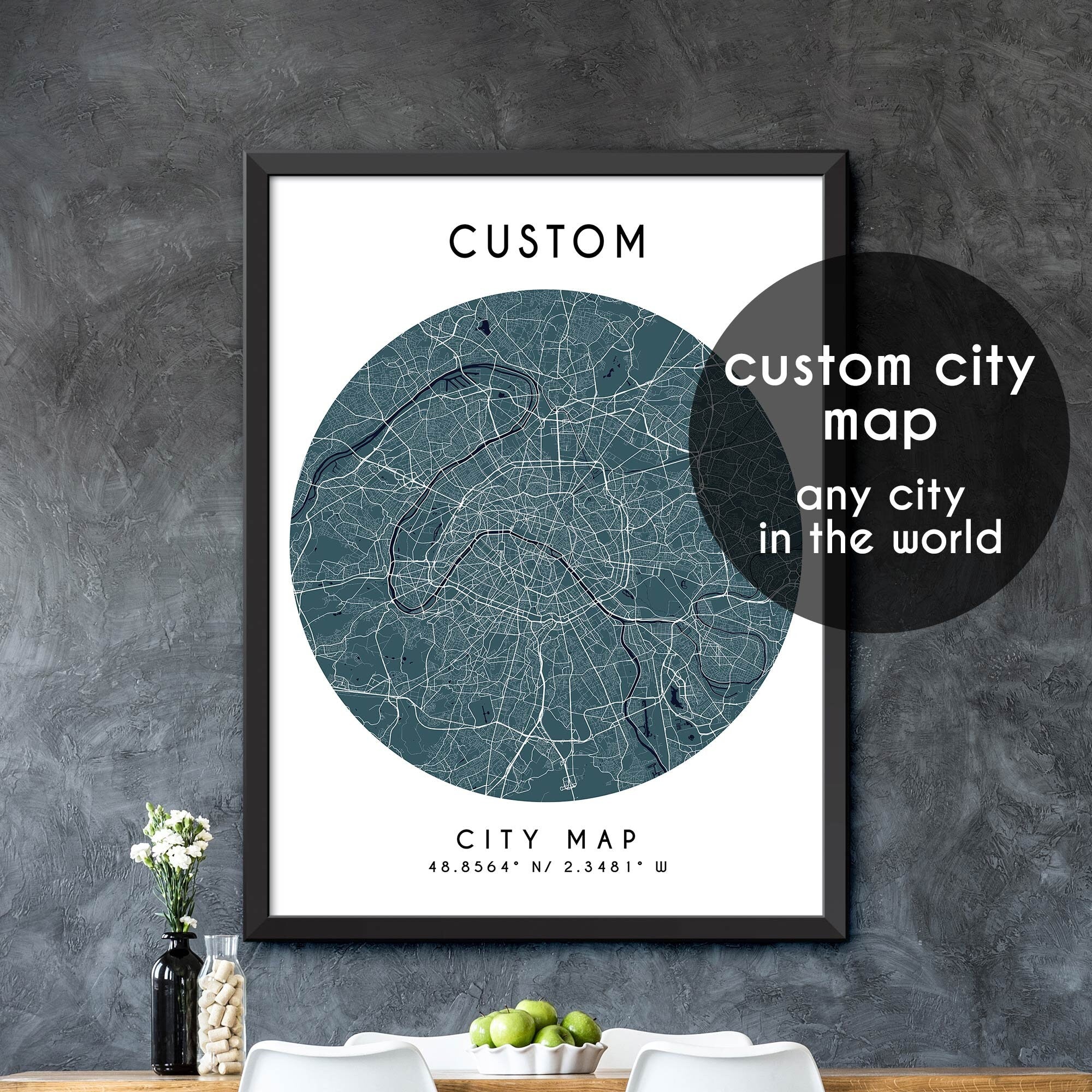 Customed Map Custom Map, Custom City Map Print, Personalized Map, Personalized Map ...