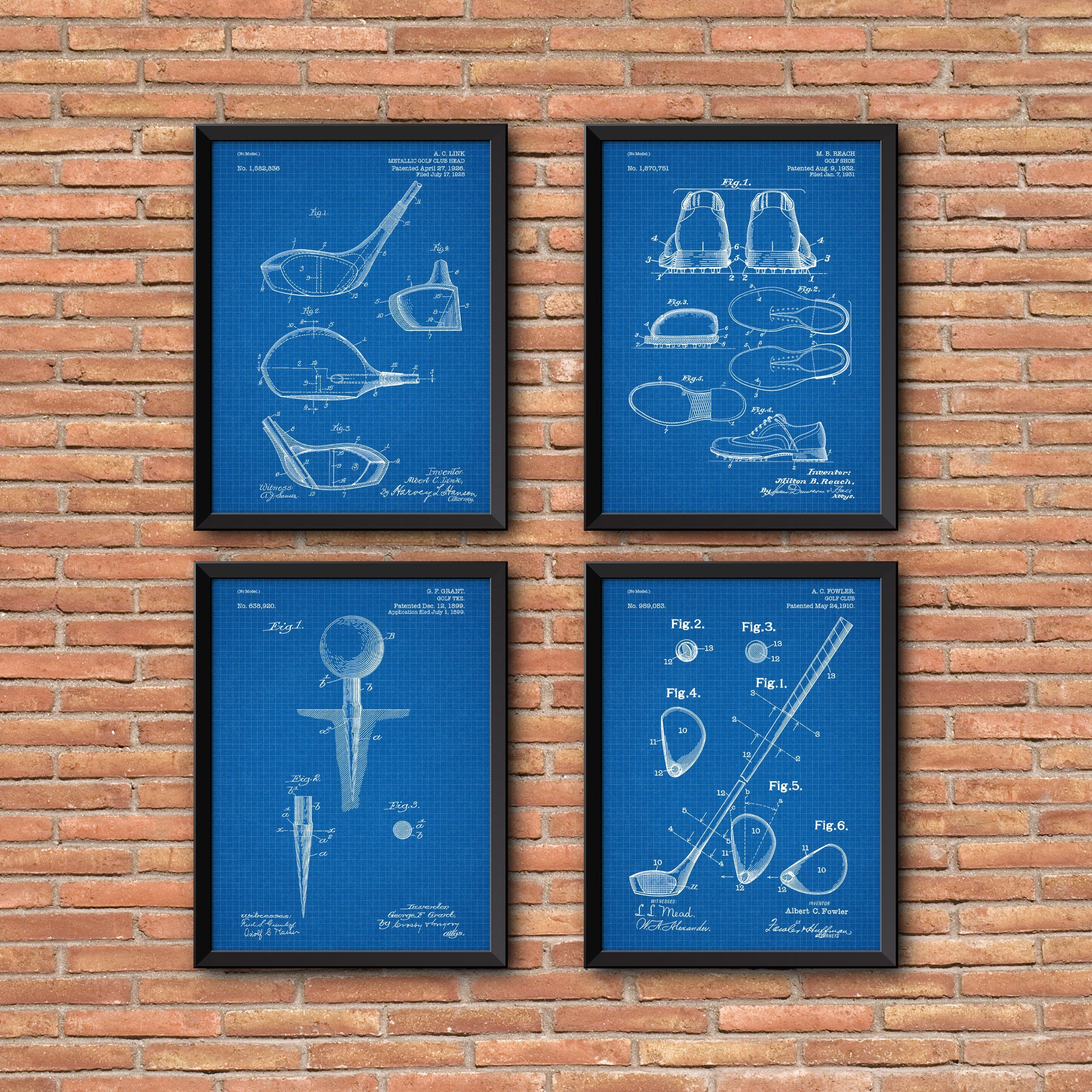 Golf Patent Prints set of 4, Golf Patent Prints, Set of Four Golf Patent Wall Art, Golf Wall Art, Patent print wall art