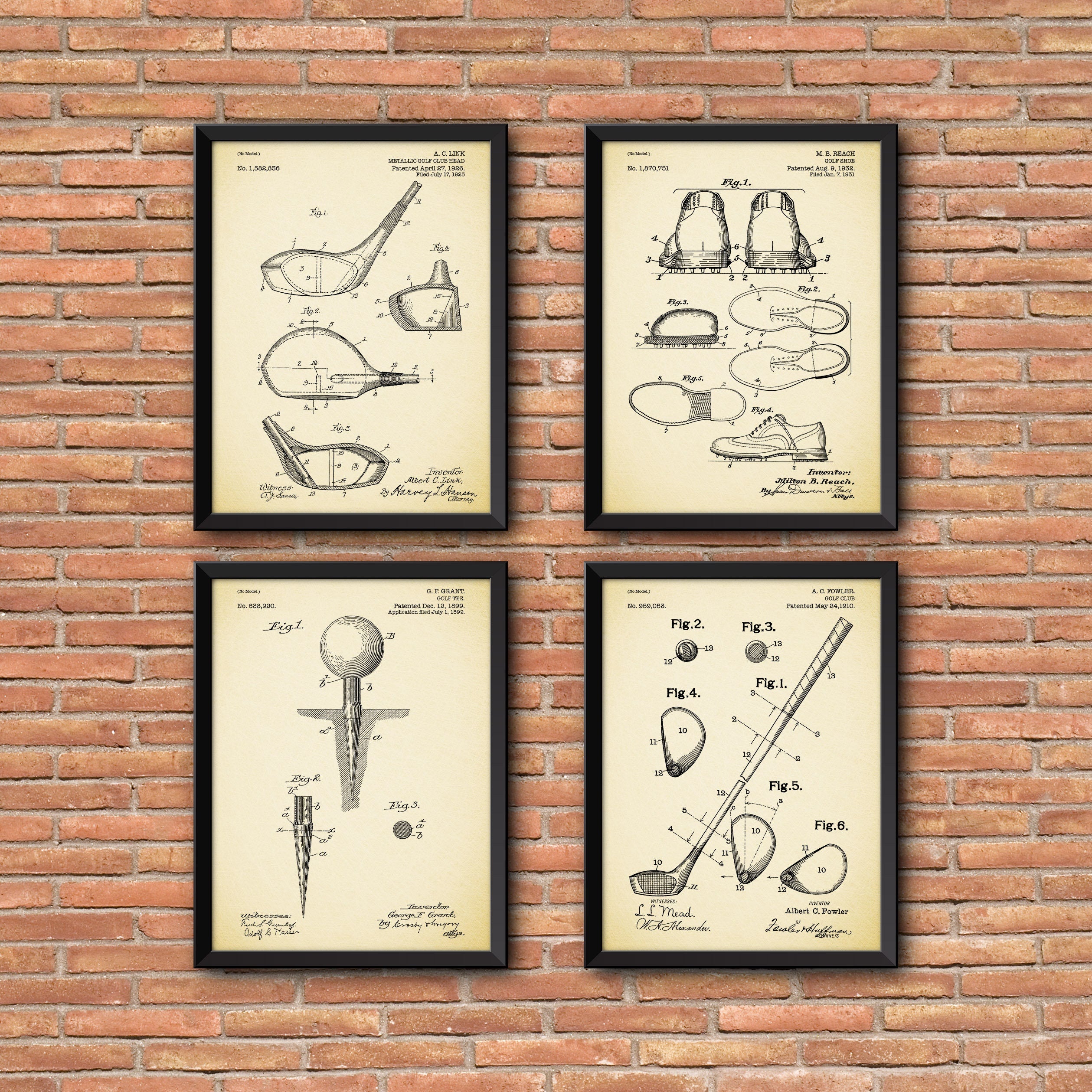 Golf Patent Prints set of 4, Golf Patent Prints, Set of Four Golf Patent Wall Art, Golf Wall Art, Patent print wall art