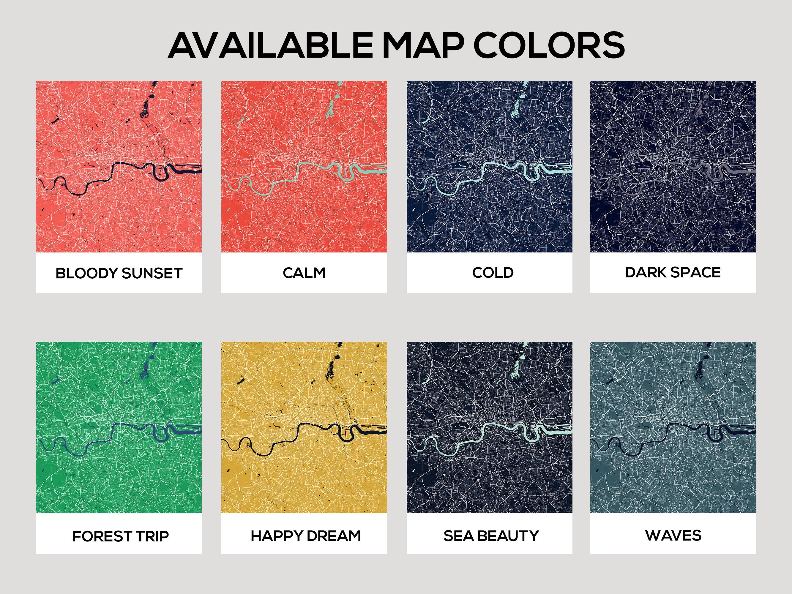 Custom Map Print, Set of 3, Map Prints, Custom Map, Custom Maps, Home ...