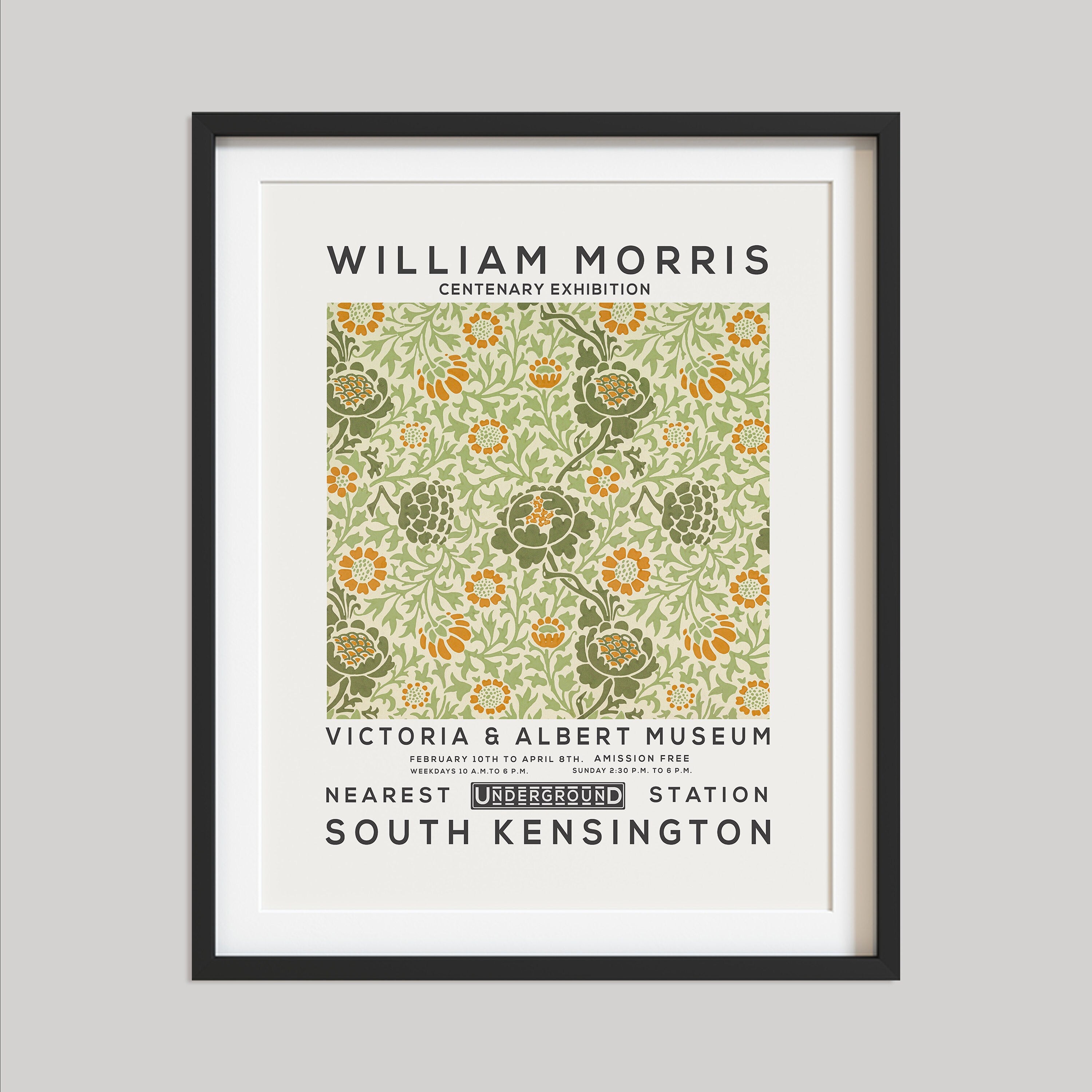 William Morris Print, Vintage Wall Decor, Exhibition Poster, Floral Wall Art, Flower Print, Home Decor, Grafton Pattern