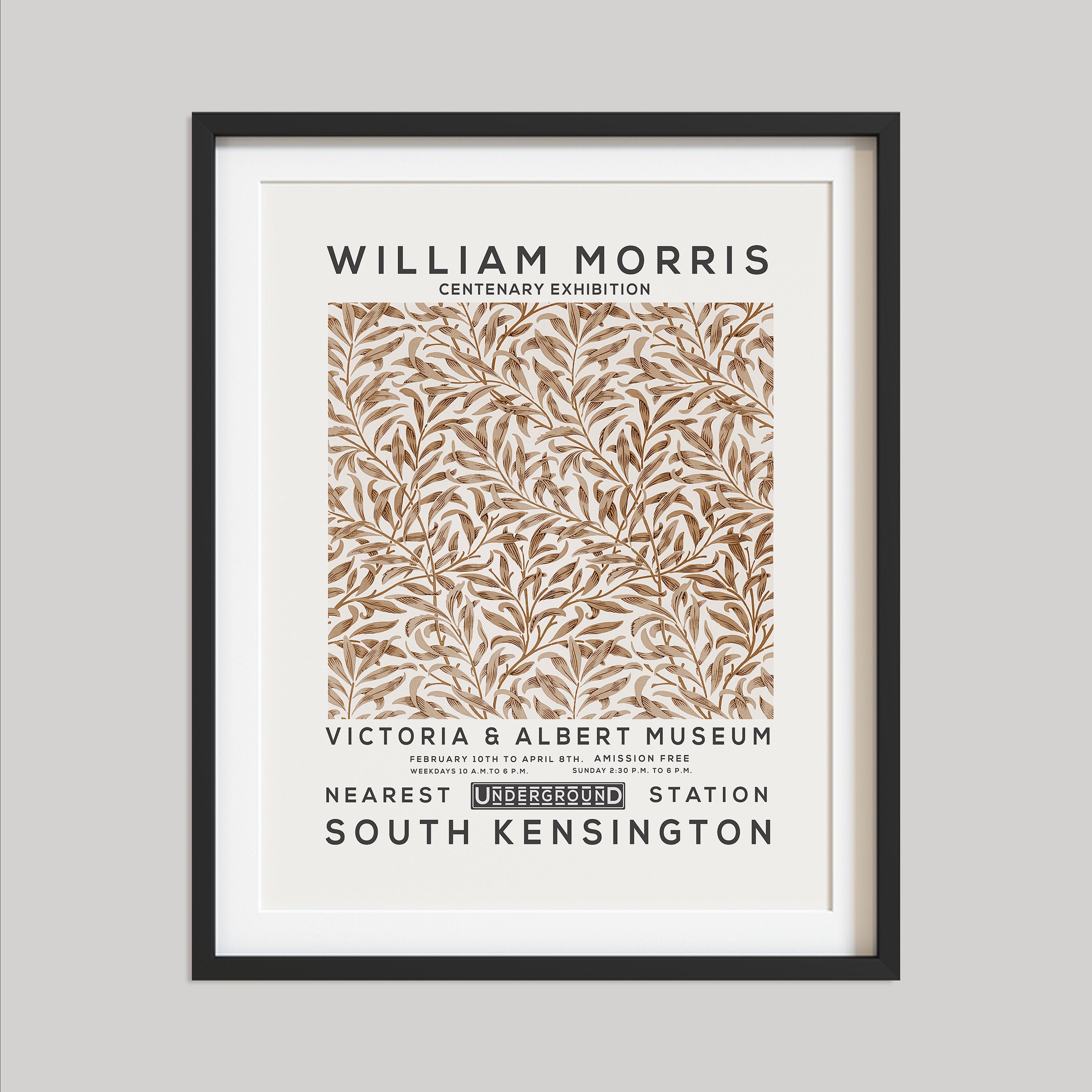 William Morris Print, Vintage Wall Decor, Exhibition Poster, Floral Wall Art, Flower Print, Home Decor, Golden Willow