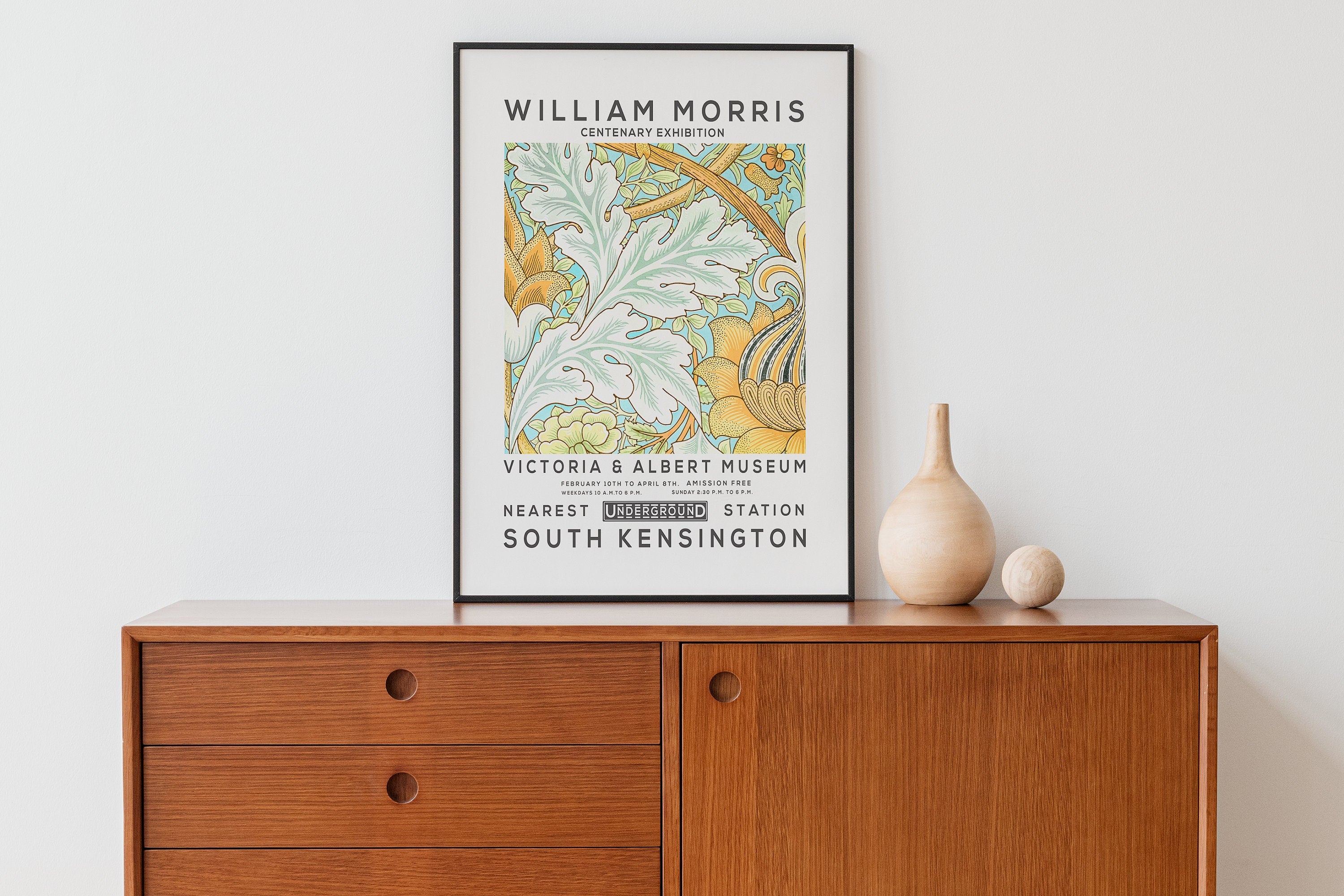 William Morris Print, Vintage Wall Decor, Exhibition Poster, Floral Wall Art, Flower Print, Home Decor, Golden Flowers