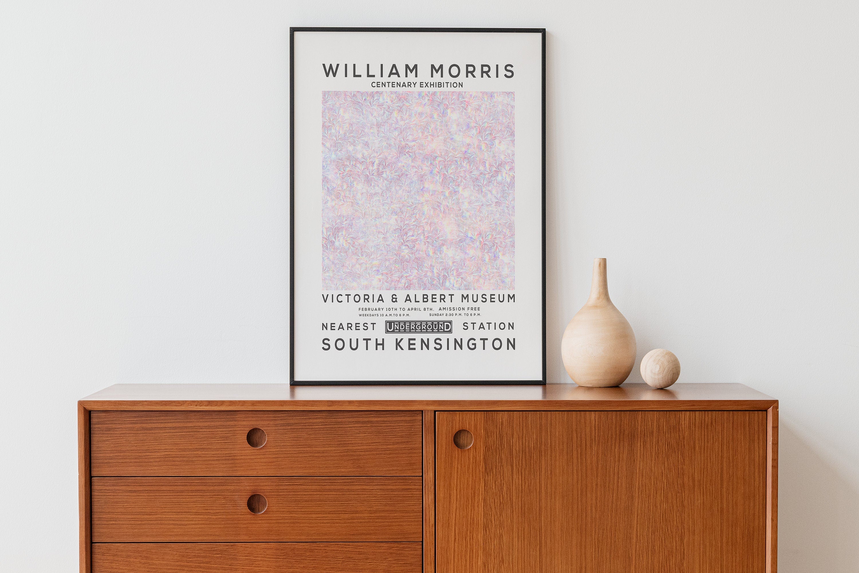 William Morris Print, Vintage Wall Decor, Exhibition Poster, Floral Wall Art, Flower Print, Home Decor, Holographic 01
