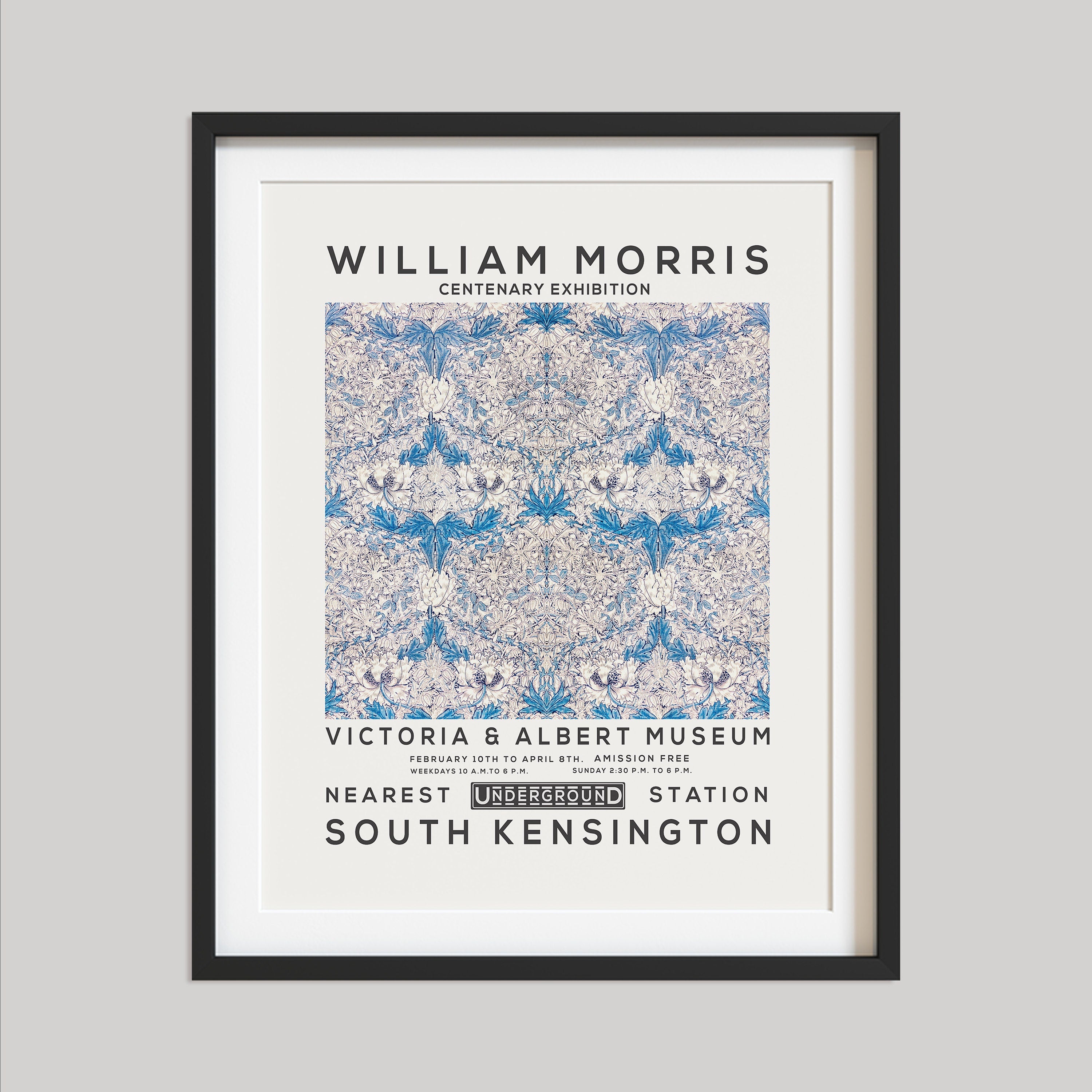 William Morris Print, Vintage Wall Decor, Exhibition Poster, Floral Wall Art, Flower Print, Home Decor, Honeysuckle