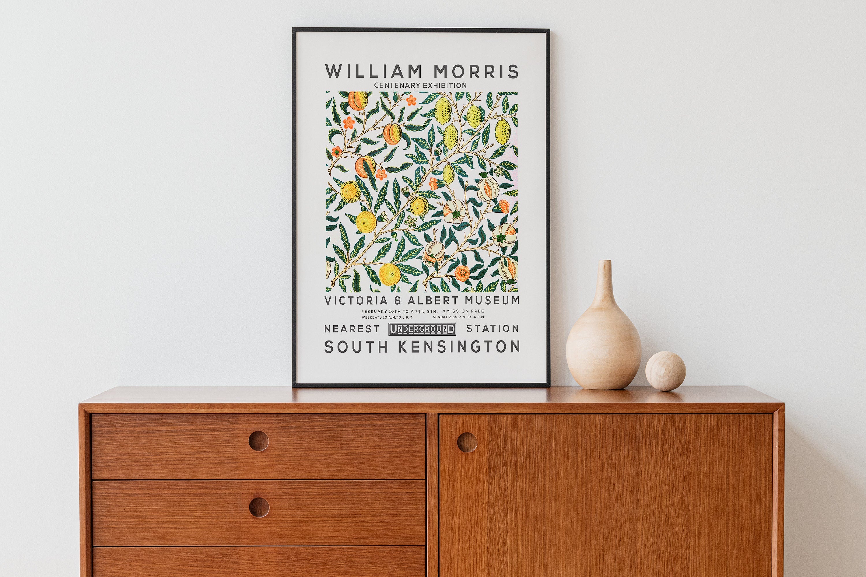William Morris Print, Vintage Wall Decor, Exhibition Poster, Floral Wall Art, Flower Print, Home Decor, White fruit