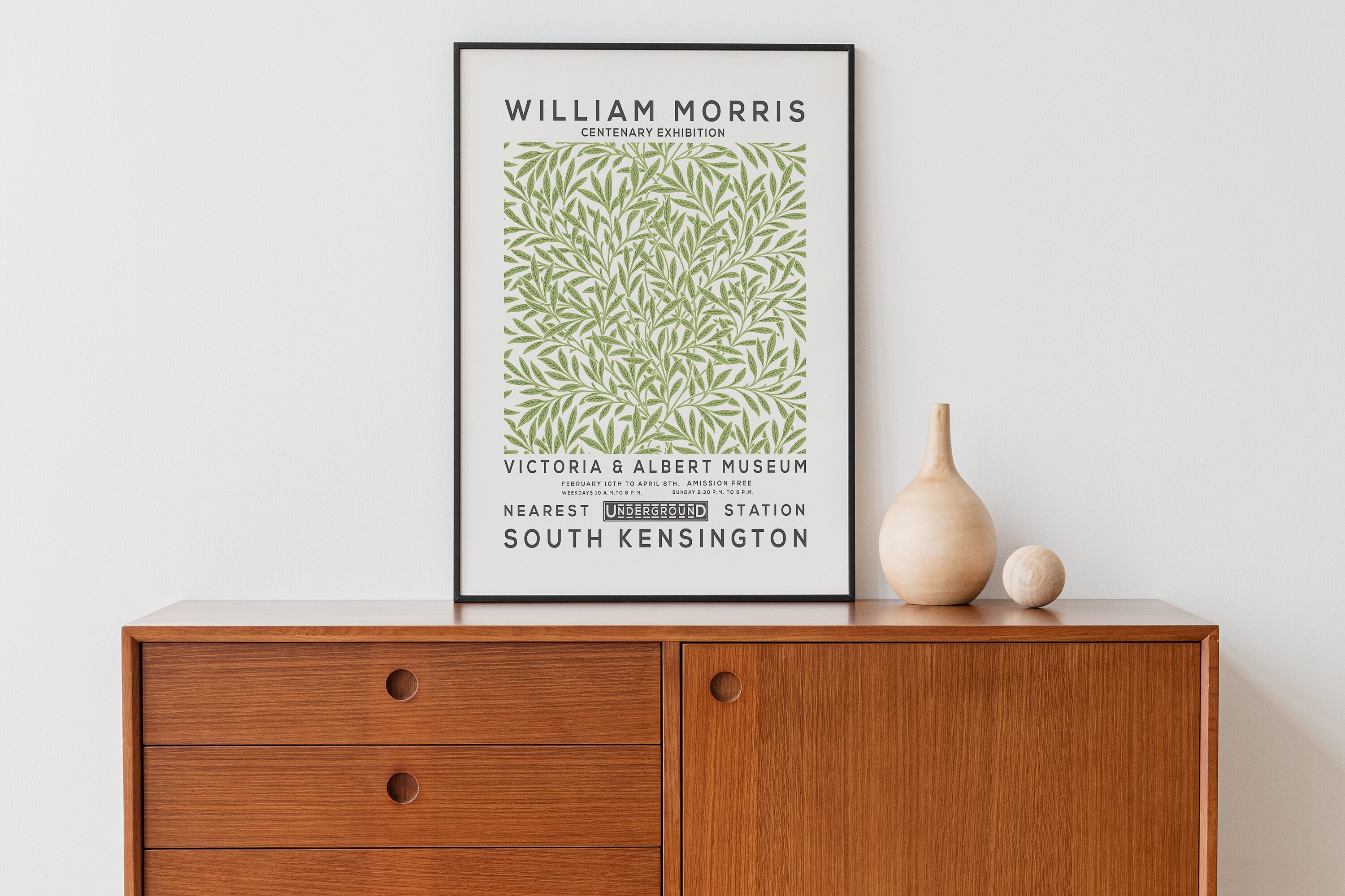 William Morris Print, Vintage Wall Decor, Exhibition Poster, Floral Wall Art, Flower Print, Home Decor, Willow Pattern