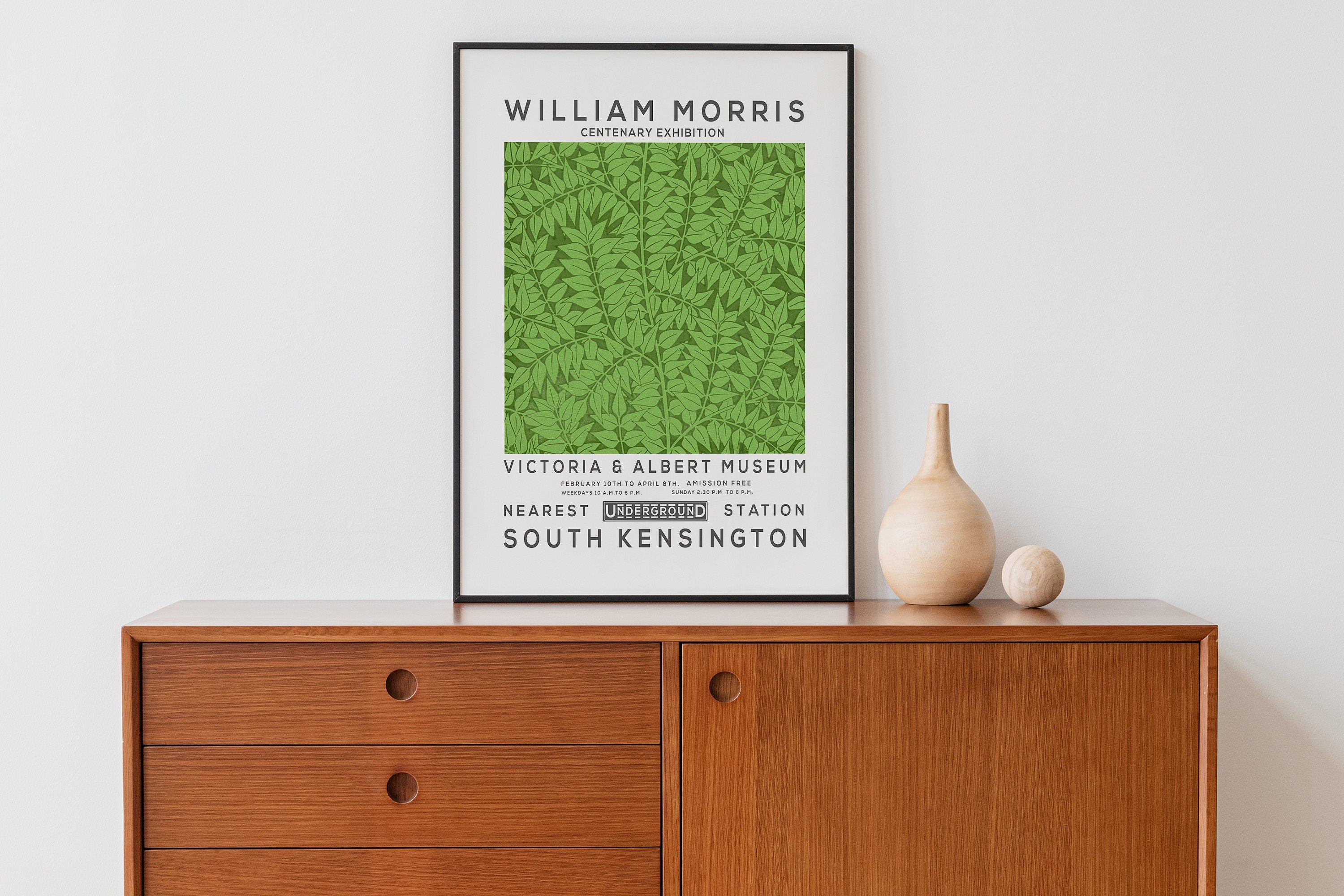 William Morris Print, Vintage Wall Decor, Exhibition Poster, Floral Wall Art, Flower Print, Home Decor, Green leaves