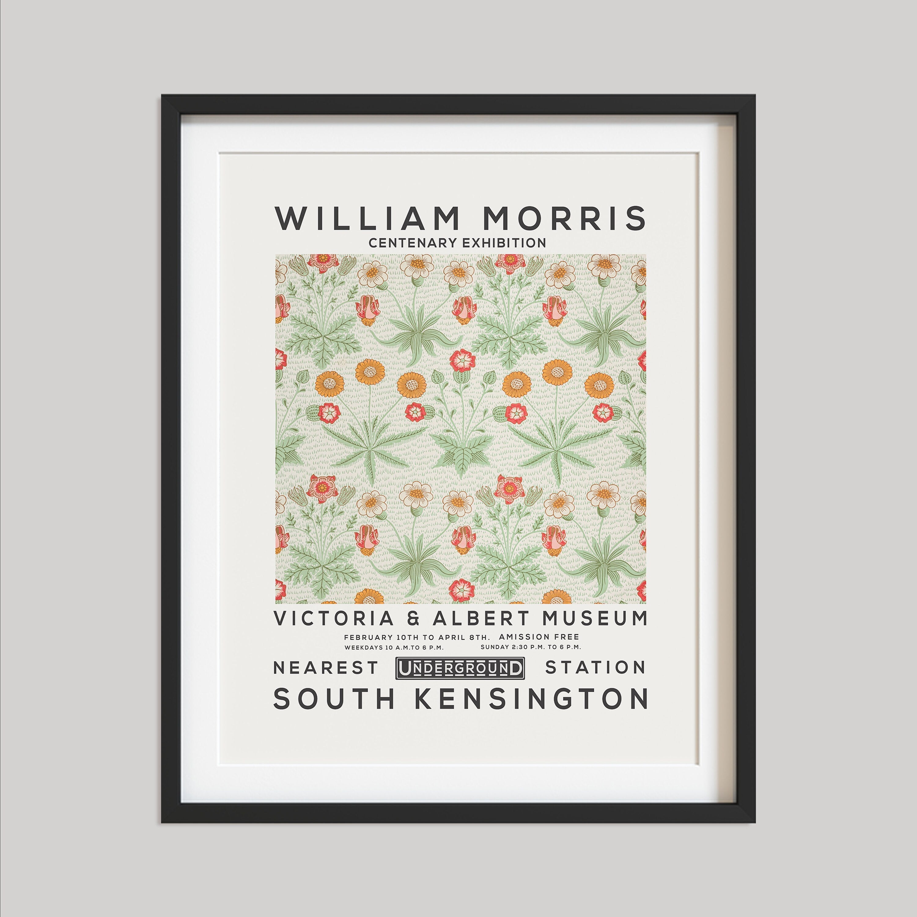 William Morris Print, Vintage Wall Decor, Exhibition Poster, Floral Wall Art, Flower Print, Home Decor, Daisy Pattern