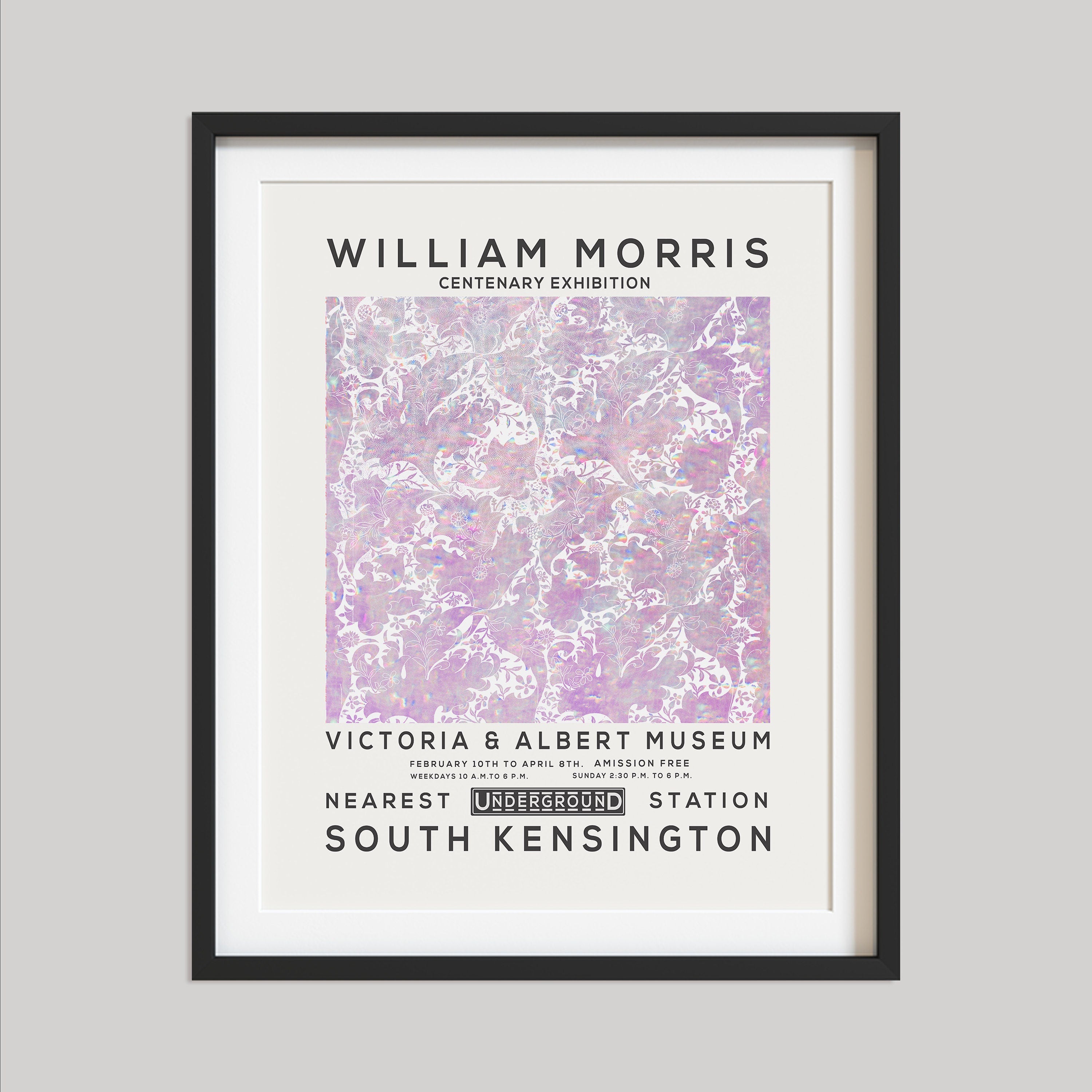 William Morris Print, Vintage Wall Decor, Exhibition Poster, Floral Wall Art, Flower Print, Home Decor, Holographic 02
