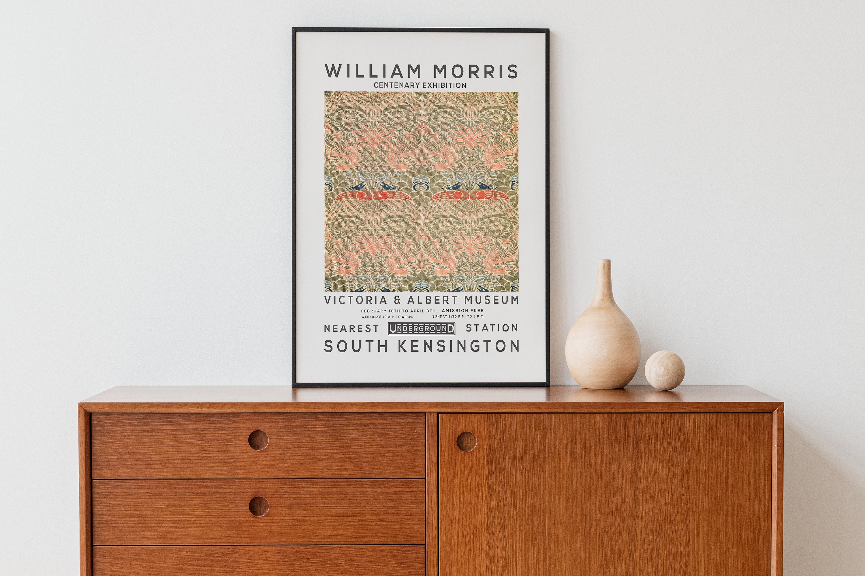 William Morris Print, Vintage Wall Decor, Exhibition Poster, Floral Wall Art, Flower Print, Home Decor, Peacock