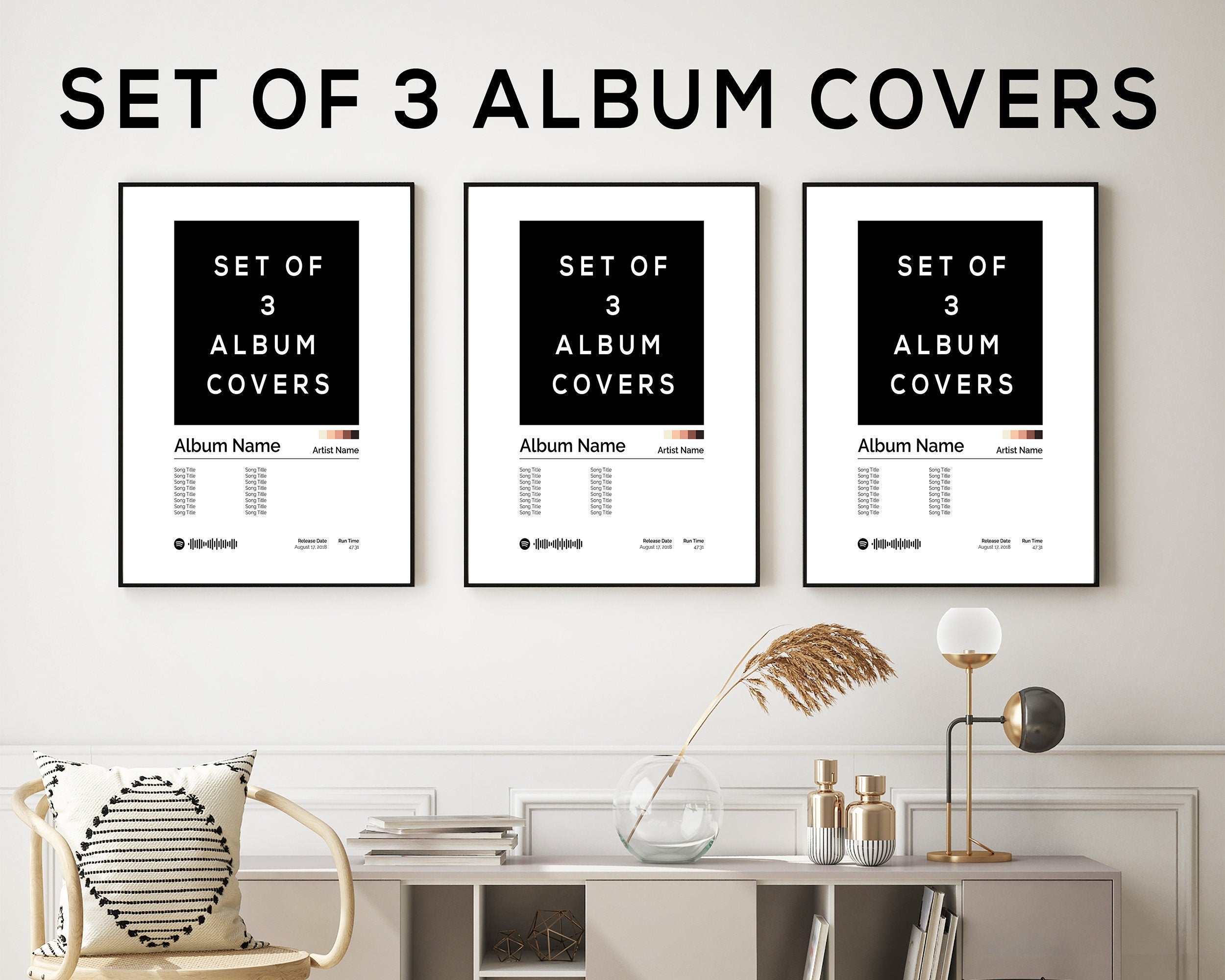 Custom Album Cover SET OF 3, Music Poster, Album Poster, Album